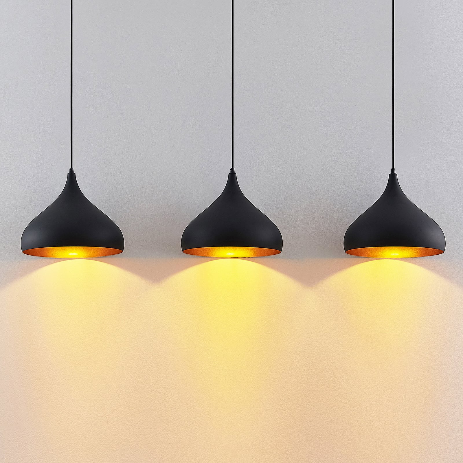 Lindby Pendelleuchte Hängeleuchte Elamira LED Lampe dimmbar schwarz-gold 133cm - 4251911726633