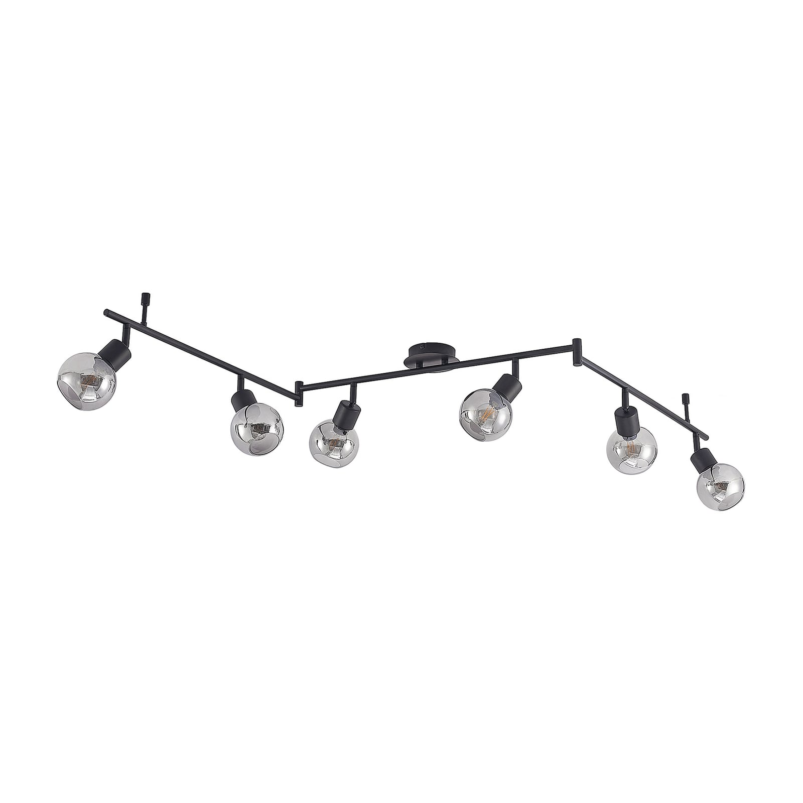 Lindby Deckenstrahler Eridia LED dimmbar schwarz 6-flammig 180cm Rauchglas - 4251911728378
