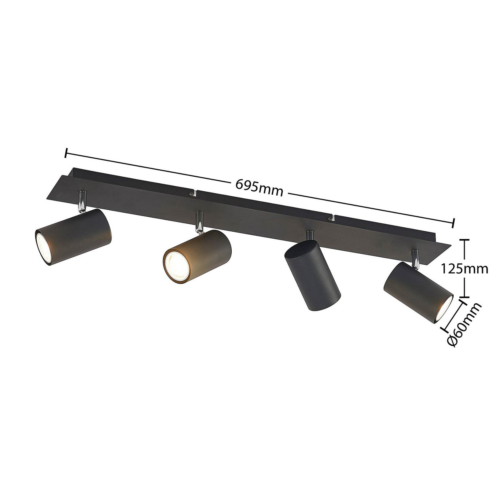 Lindby Joffrey Deckenstrahler Deckenlampe Deckenleuchte Lampe 4-fl 70 cm schwarz - 4251911728514