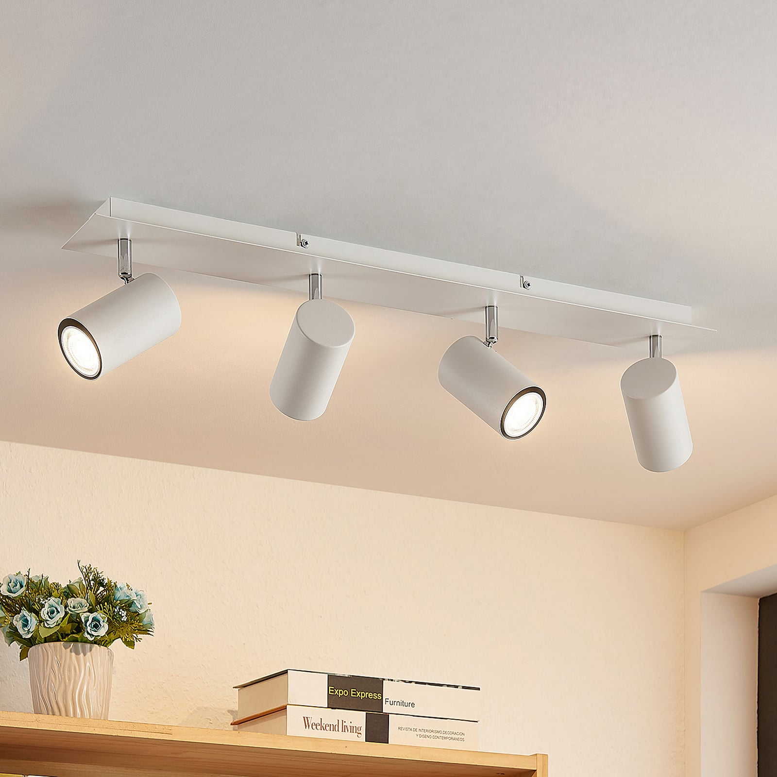 Lindby Deckenstrahler Joffrey LED Strahler 4-flg dimmbar weiß 70cm Aluminium - 4251911728521