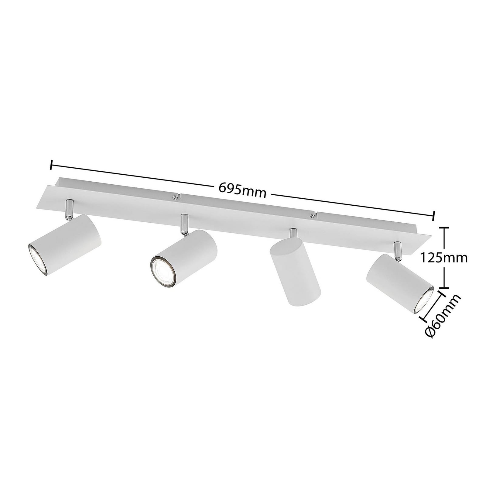 Lindby Deckenstrahler Joffrey LED Strahler 4-flg dimmbar weiß 70cm Aluminium - 4251911728521