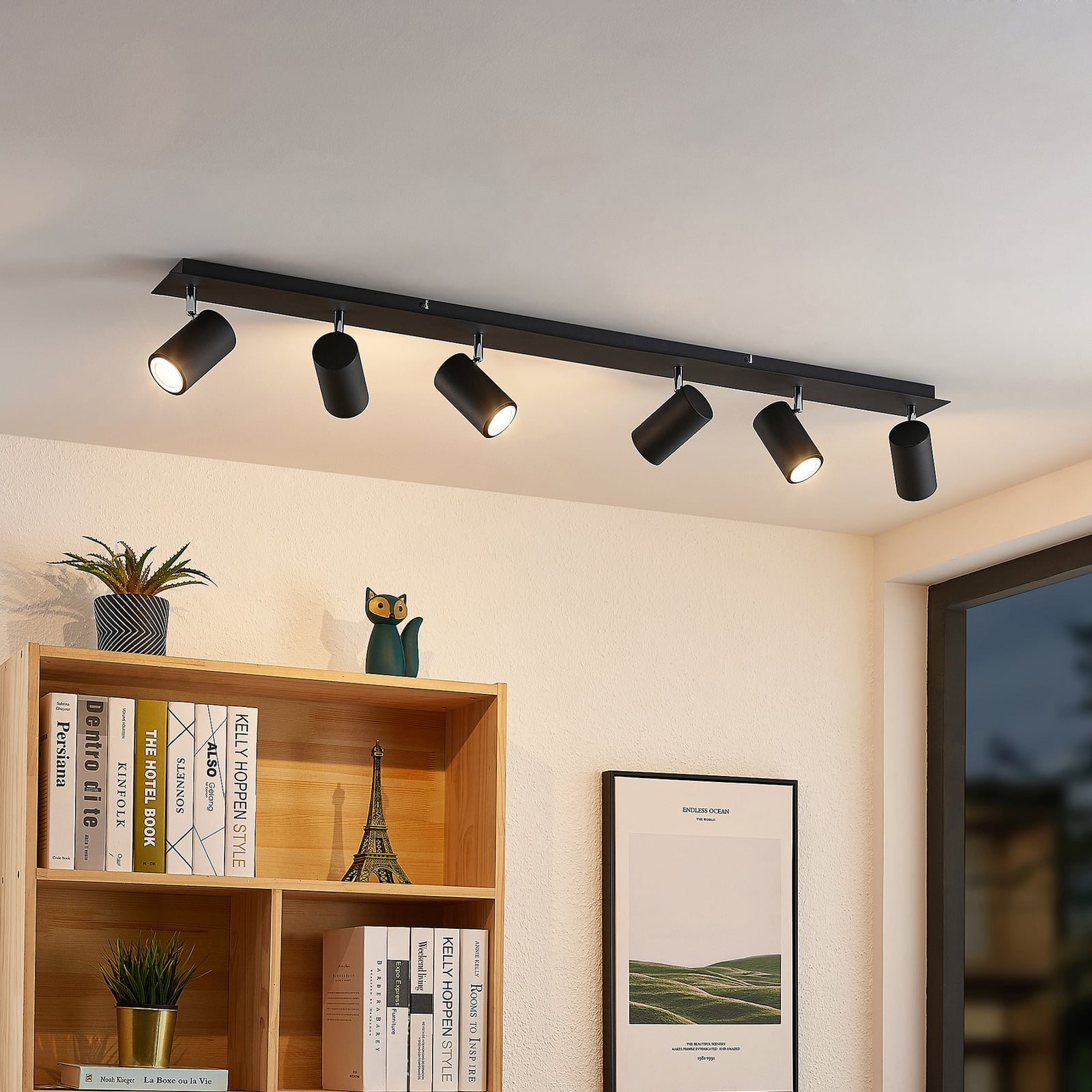 Lindby Deckenstrahler Joffrey LED Strahler 6-flg dimmbar schwarz 116cm Leuchte - 4251911728590
