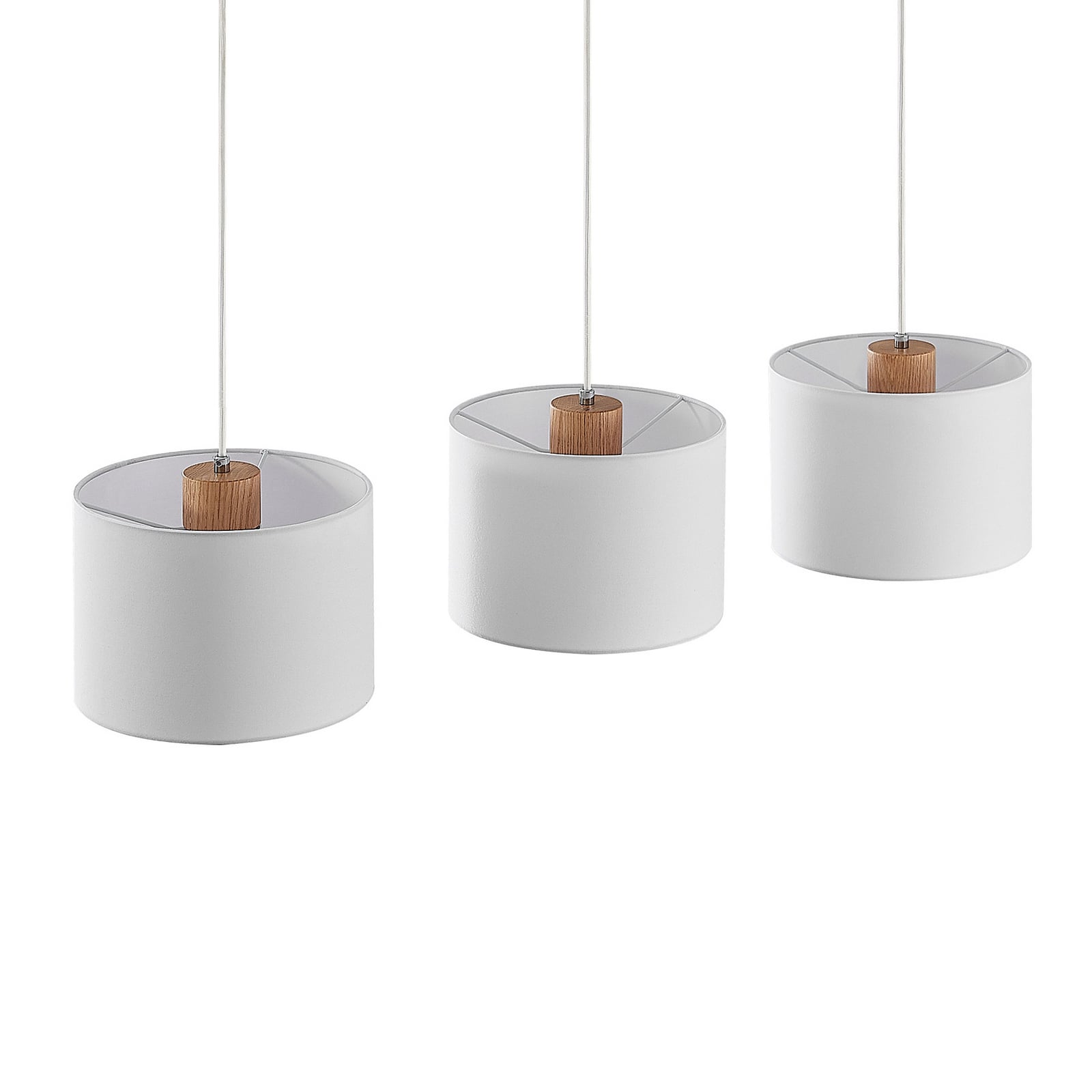 Lindby Hängeleuchte Imarin LED Pendelleuchte dimmbar E27 Textil Holz weiß 100cm - 4251911728996