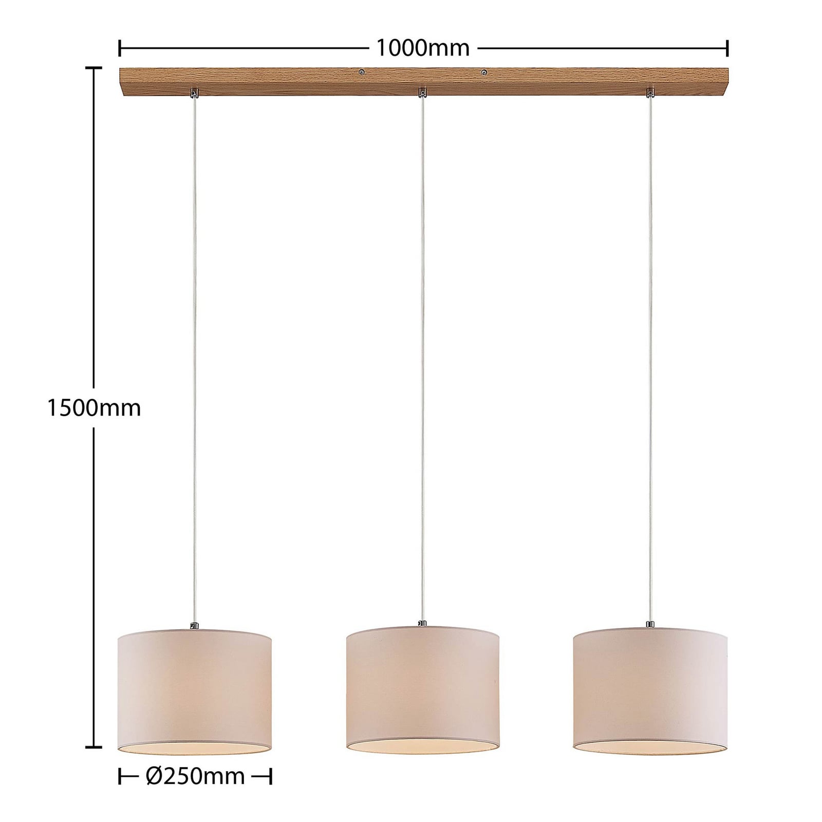 Lindby Hängeleuchte Imarin LED Pendelleuchte dimmbar E27 Textil Holz weiß 100cm - 4251911728996