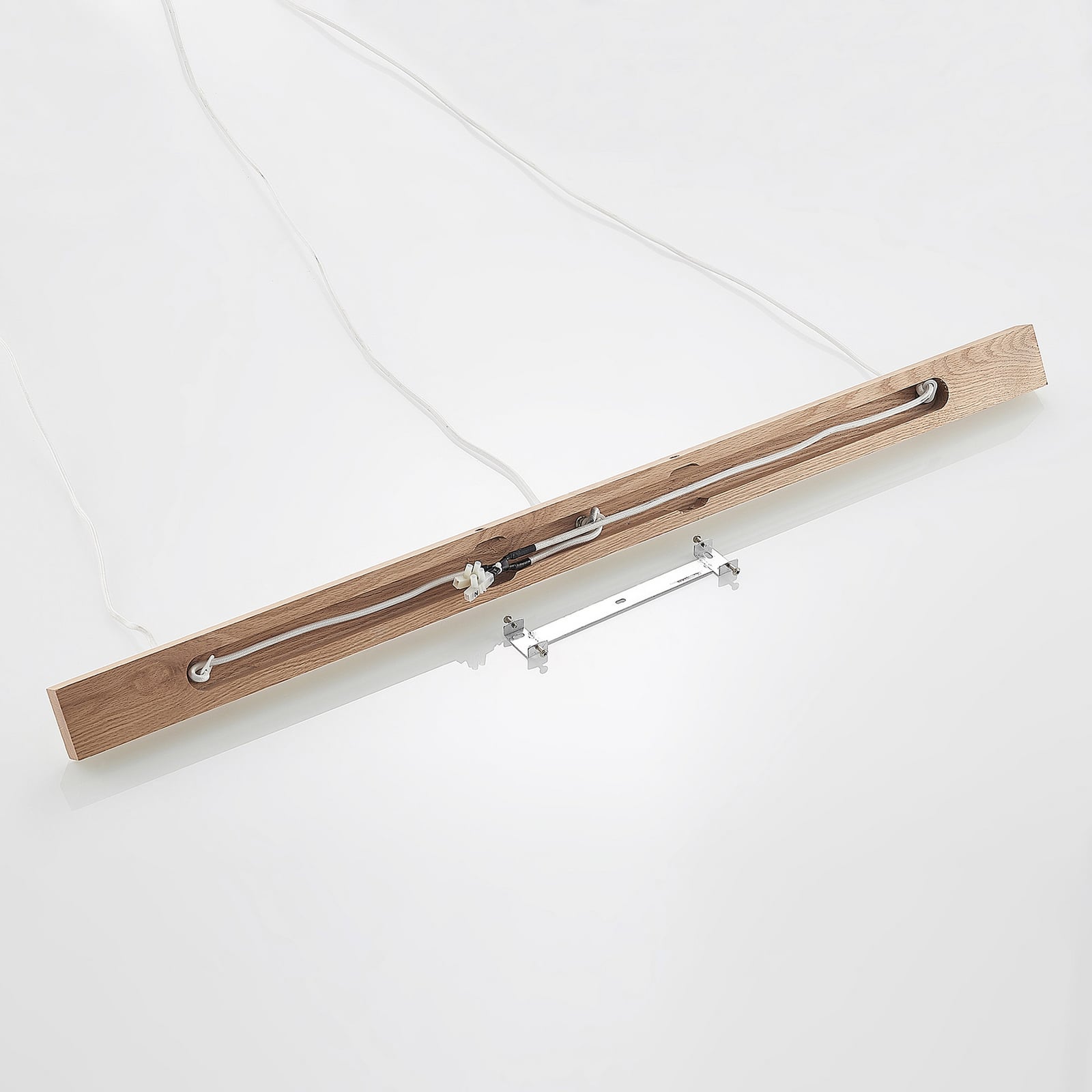 Lindby Hängeleuchte Imarin LED Pendelleuchte dimmbar E27 Textil Holz weiß 100cm - 4251911728996