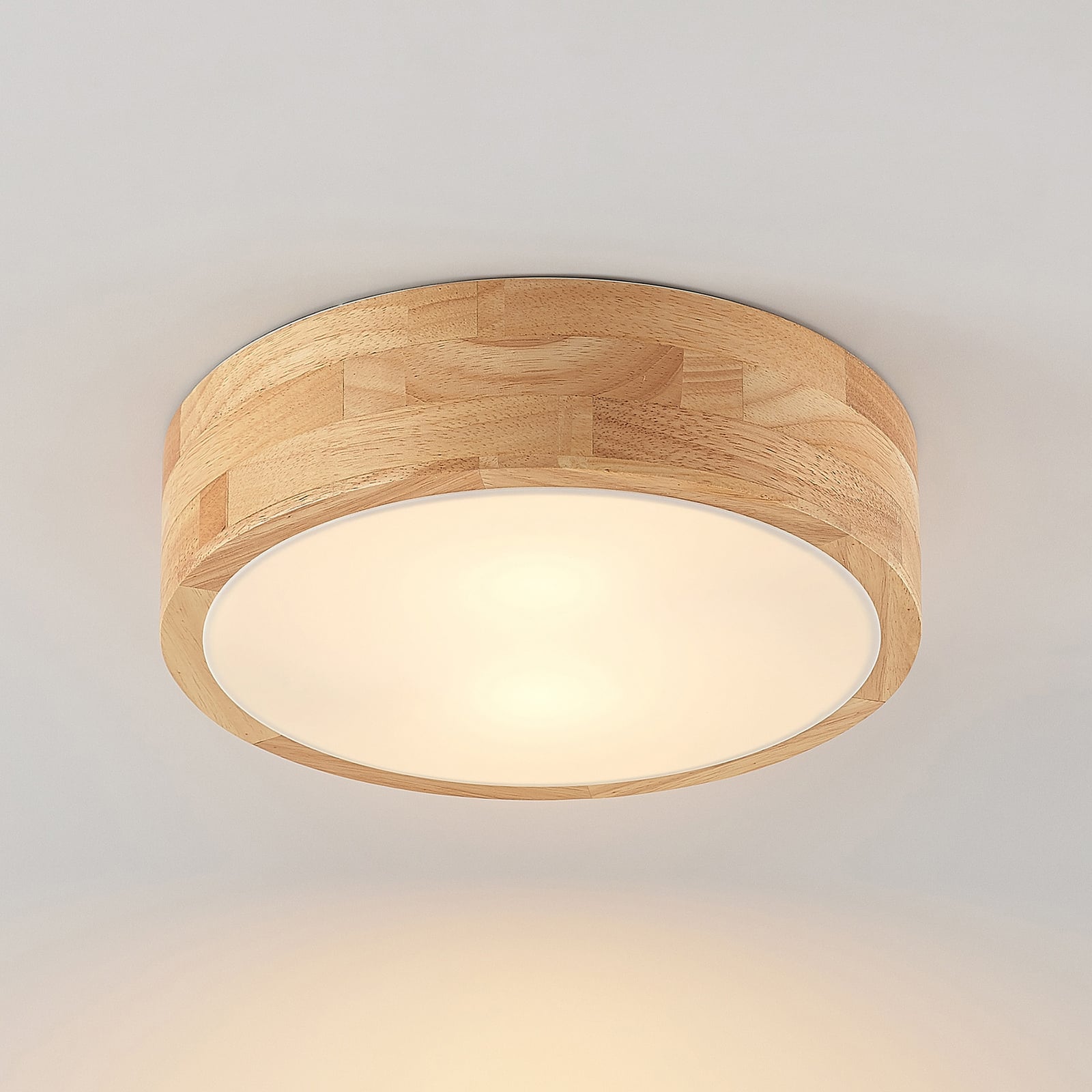 Lindby Deckenlampe Tanju LED Lampe Leuchte dimmbar Holz Ø30cm weiß 2-flg - 4251911729030