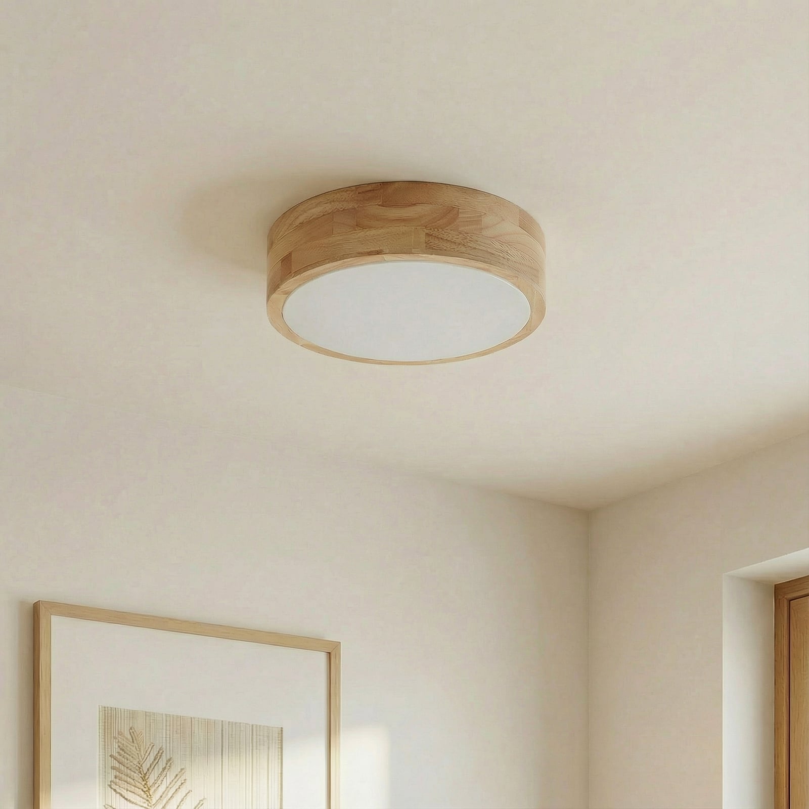 Lindby Deckenlampe Tanju LED Lampe Leuchte dimmbar Holz Ø30cm weiß 2-flg - 4251911729030