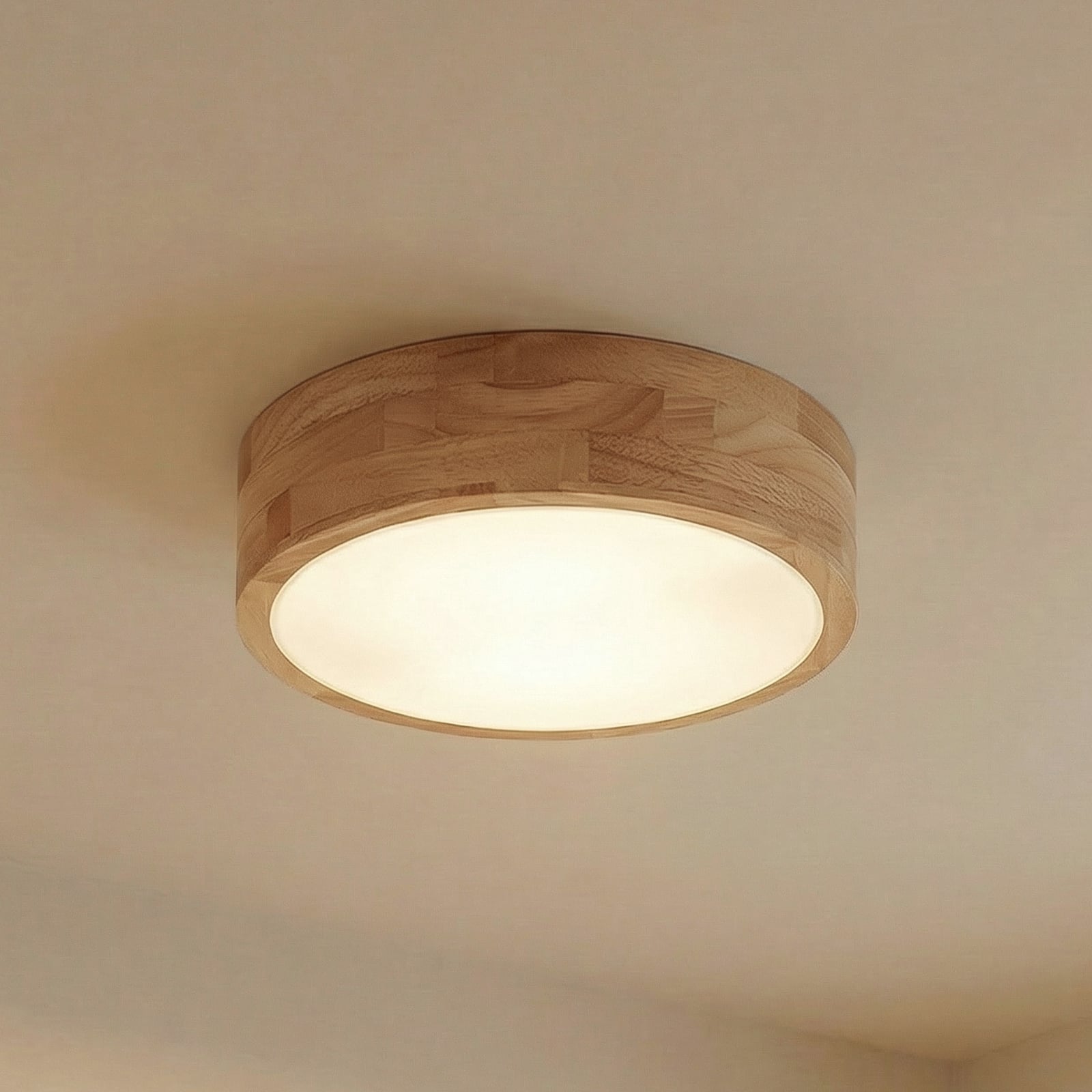 Lindby Deckenlampe Tanju LED Lampe Leuchte dimmbar Holz Ø30cm weiß 2-flg - 4251911729030