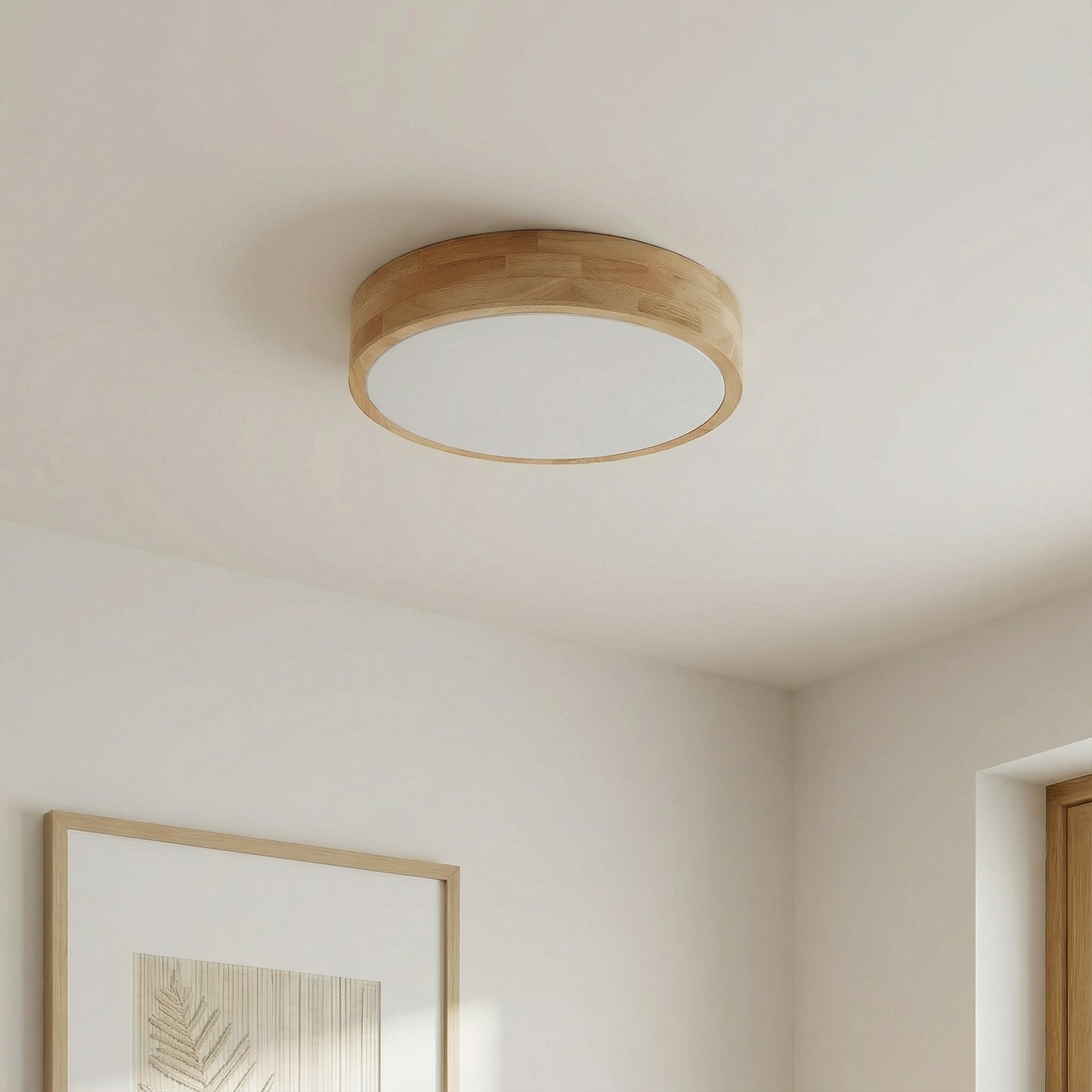 Lindby Deckenlampe Hängeleuchte Tanju LED Leuchte dimmbar Holz Ø40cm weiß 3-flg - 4251911729047