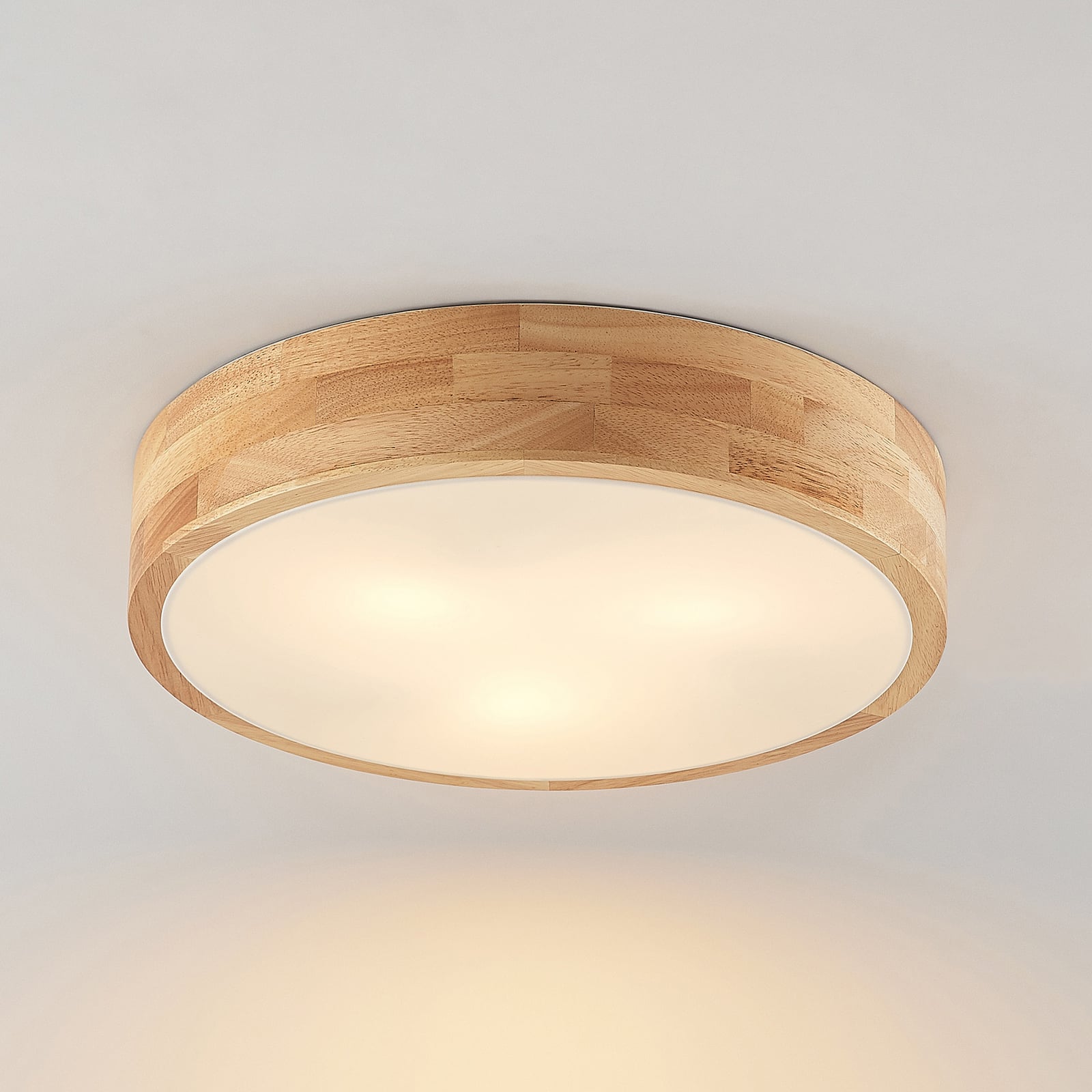 Lindby Deckenlampe Hängeleuchte Tanju LED Leuchte dimmbar Holz Ø40cm weiß 3-flg - 4251911729047