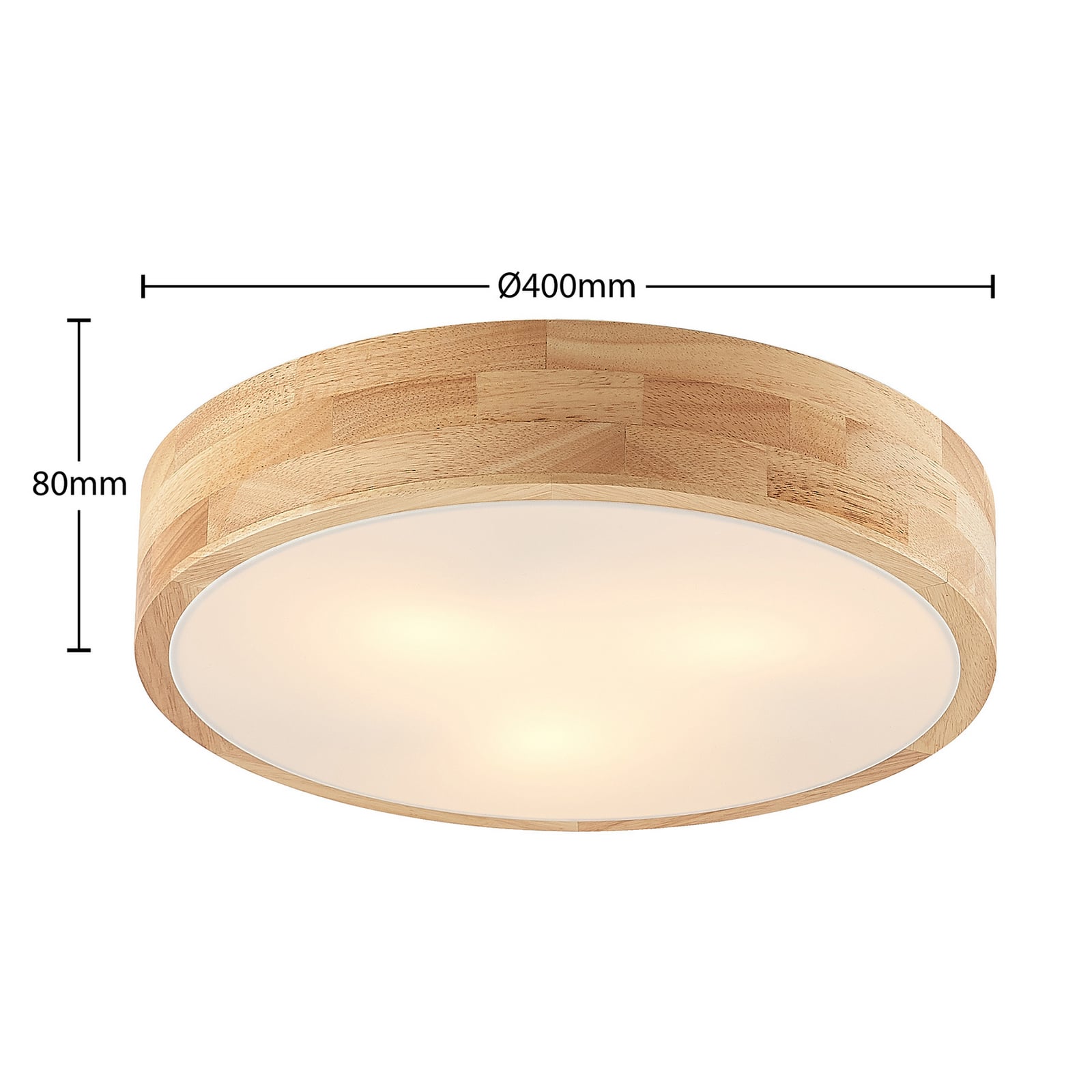 Lindby Deckenlampe Hängeleuchte Tanju LED Leuchte dimmbar Holz Ø40cm weiß 3-flg - 4251911729047