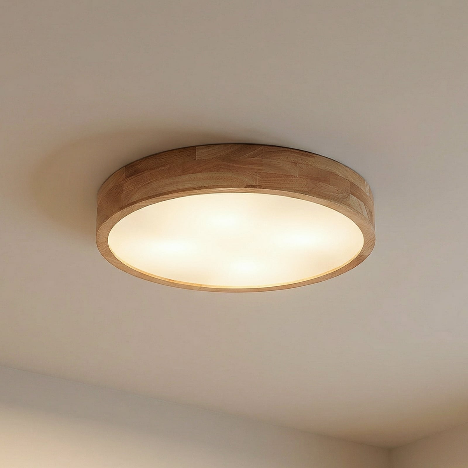 Lindby Deckenlampe Leuchte Tanju LED Lampe dimmbar Kautschukholz Ø50cm hell - 4251911729054