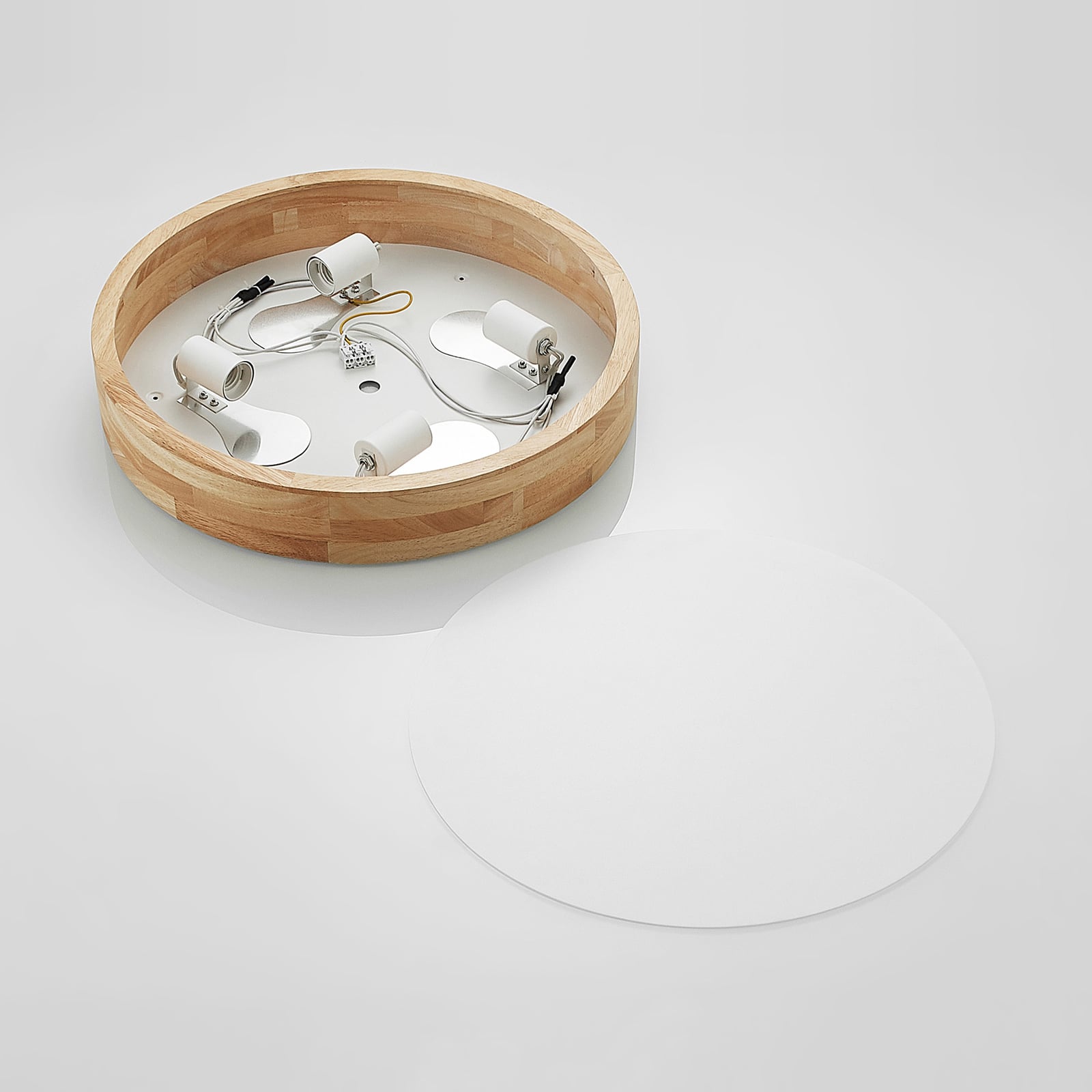 Lindby Deckenlampe Leuchte Tanju LED Lampe dimmbar Kautschukholz Ø50cm hell - 4251911729054