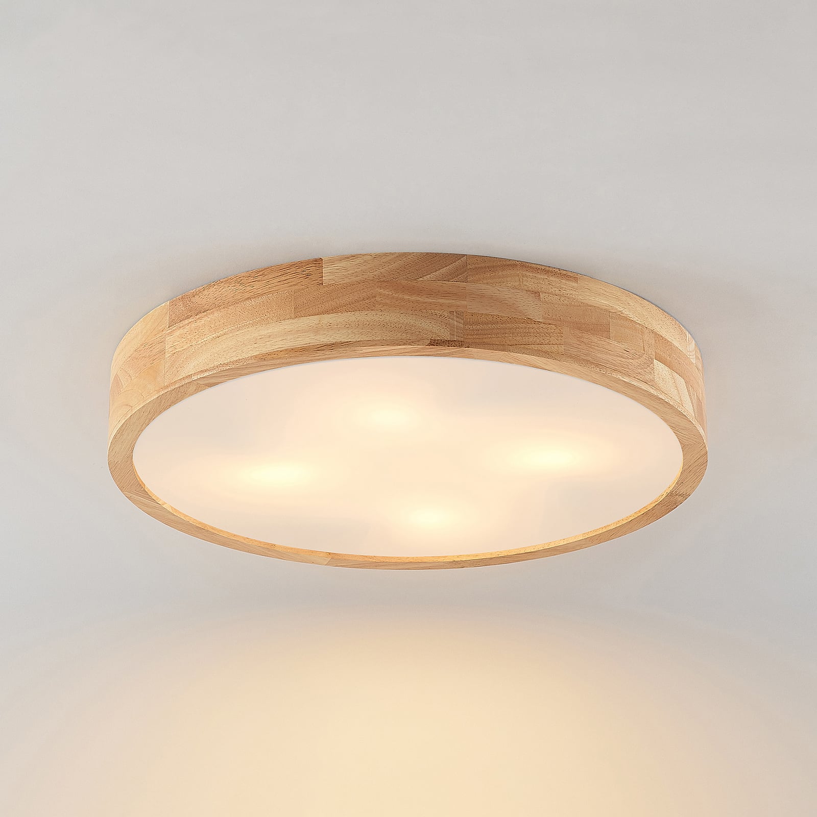 Lindby Deckenlampe Leuchte Tanju LED Lampe dimmbar Kautschukholz Ø50cm hell - 4251911729054