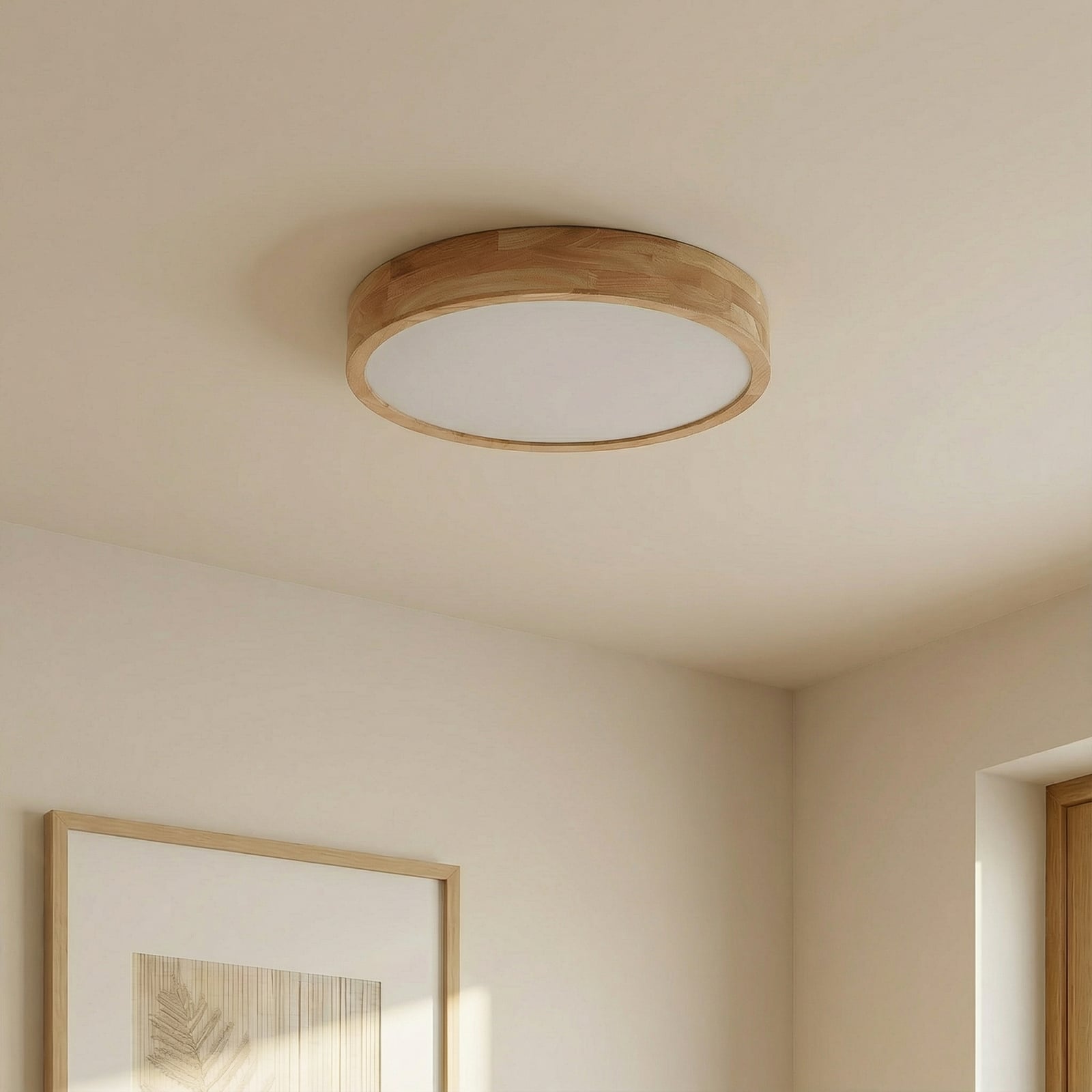 Lindby Deckenlampe Leuchte Tanju LED Lampe dimmbar Kautschukholz Ø50cm hell - 4251911729054