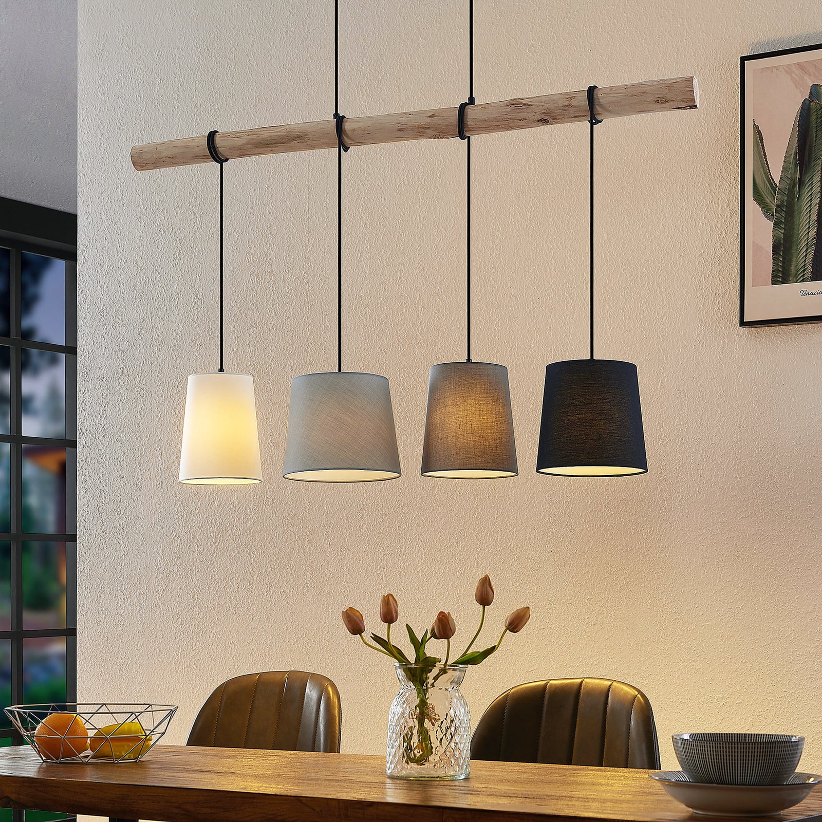 Lindby Hängeleuchte Hinai LED Pendelleuchte dimmbar schwarz grau weiß 116cm - 4251911724646
