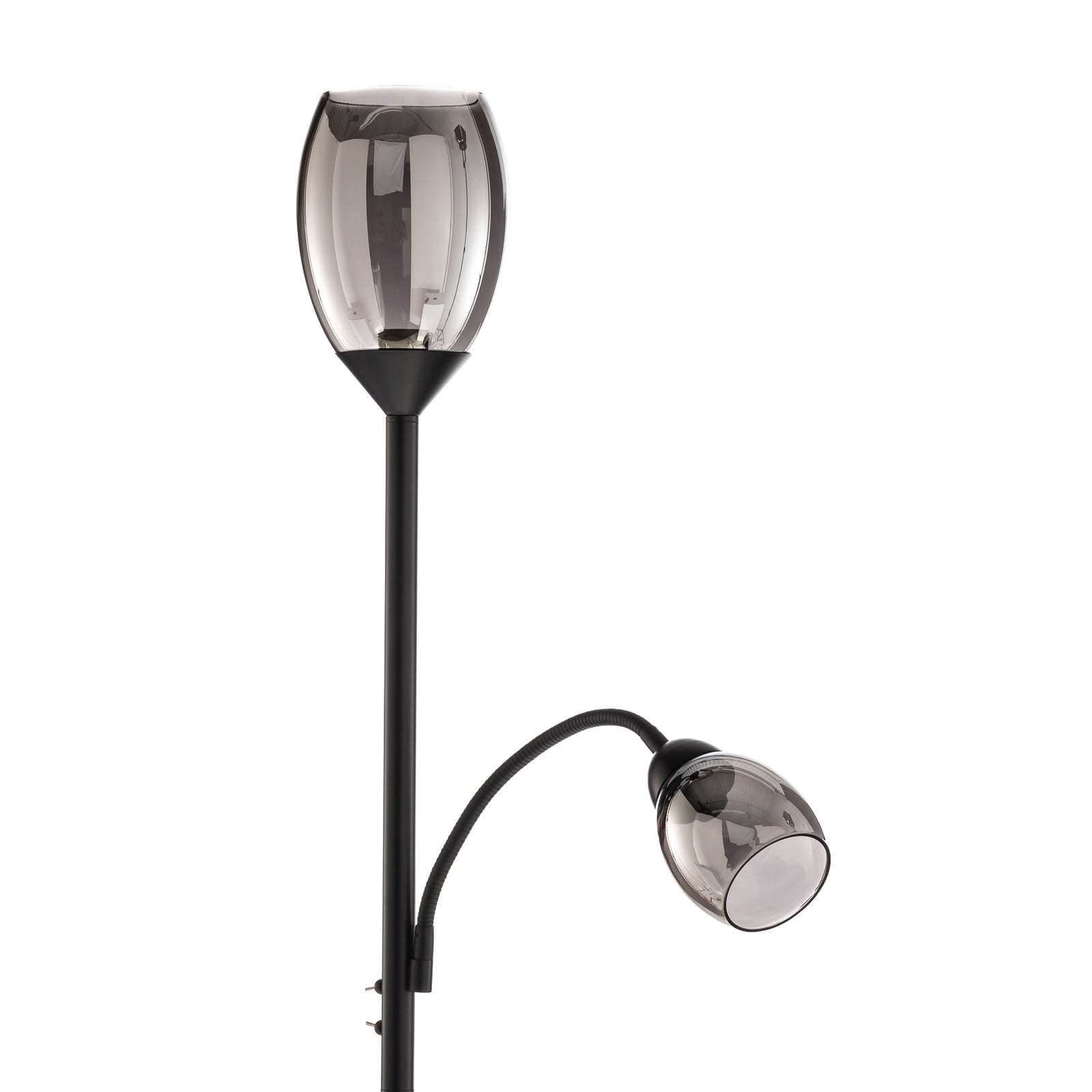 Lindby Stehleuchte Irmino LED Lampe mit Rauchglasschirmen schwarz matt 180cm - 4251911751055