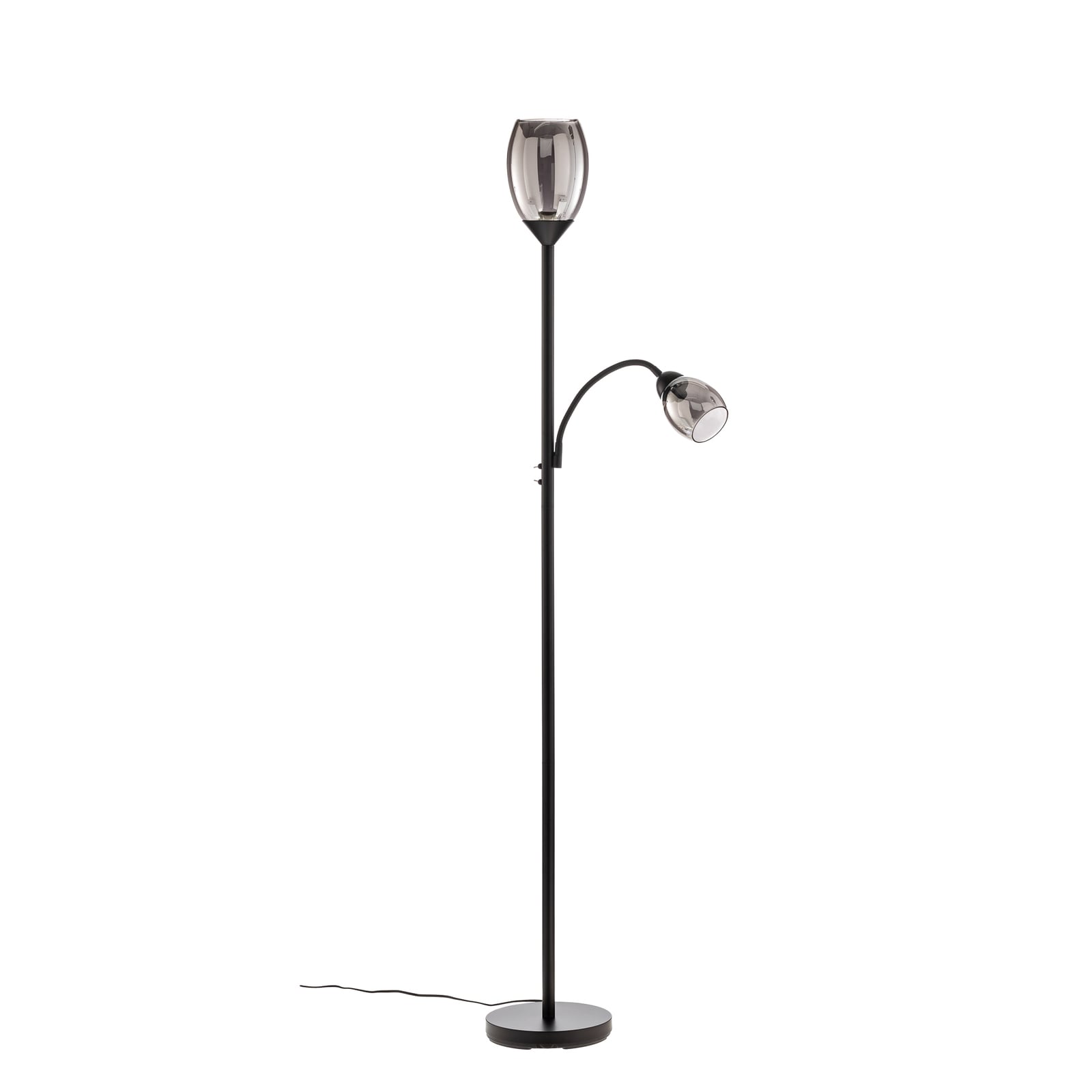 Lindby Stehleuchte Irmino LED Lampe mit Rauchglasschirmen schwarz matt 180cm - 4251911751055