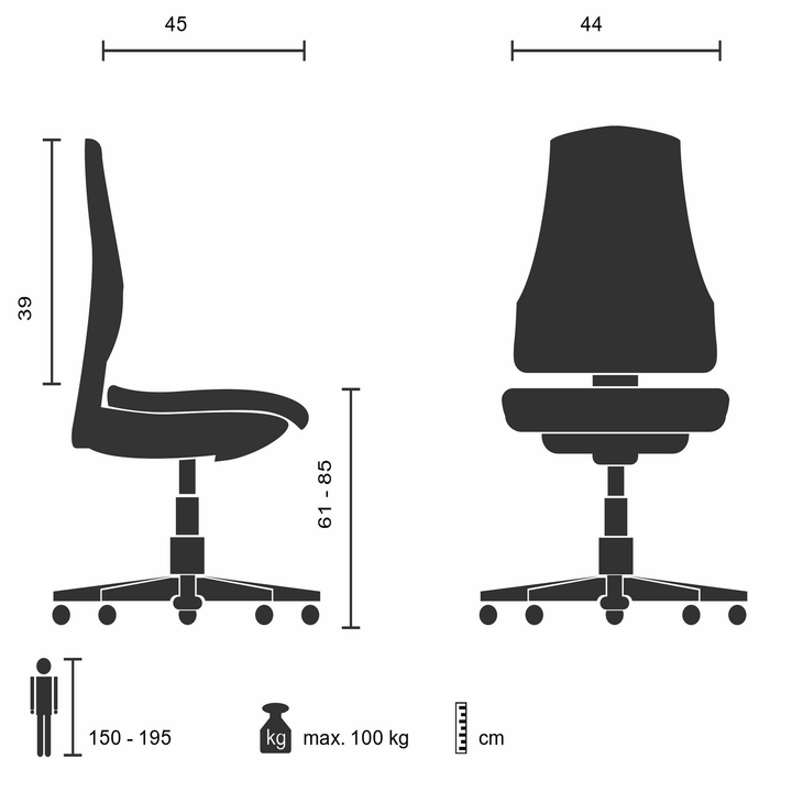 hjh OFFICE Arbeitsstuhl Counterstuhl TOP WORK 05 Arbeitshocker schwarz Stoff