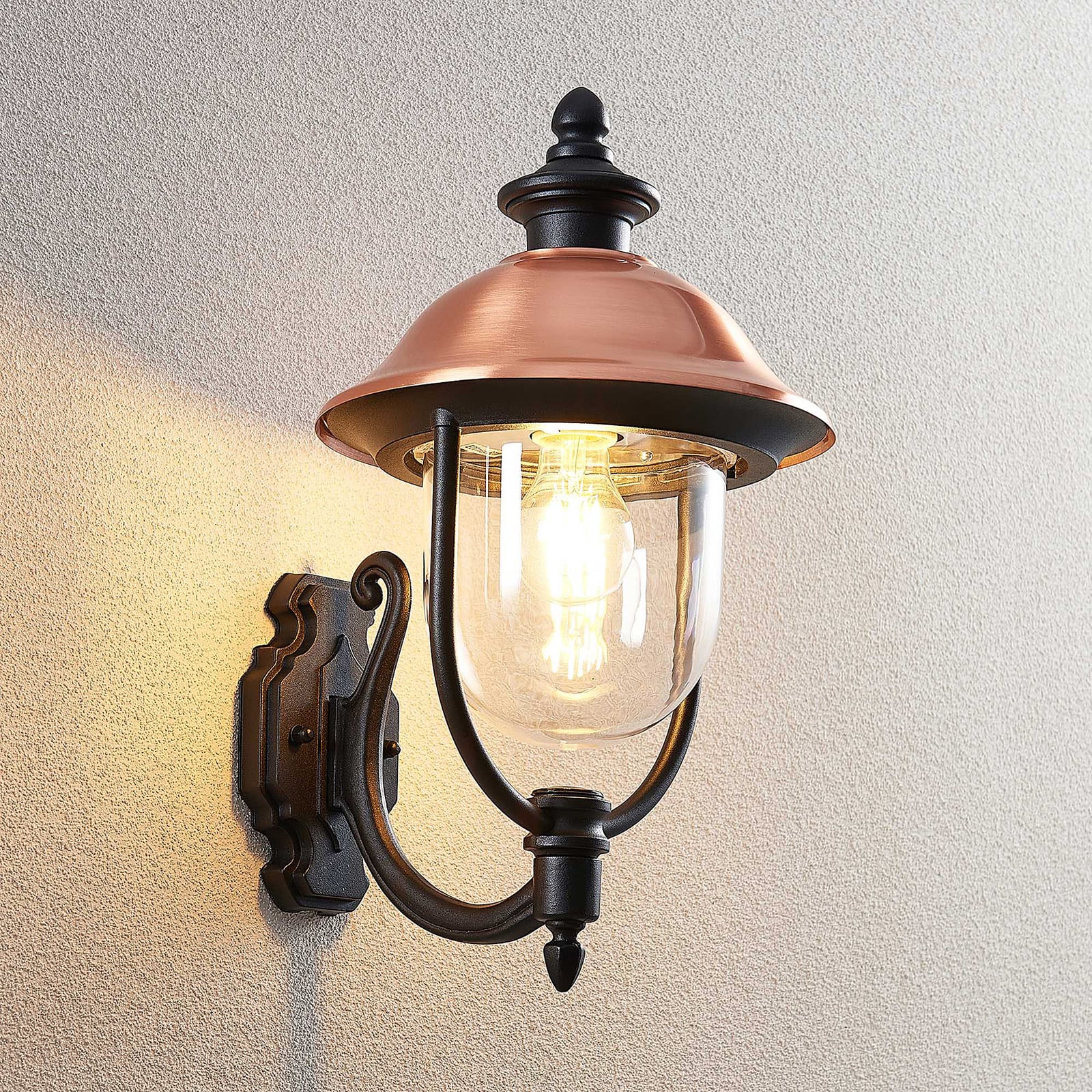 Lindby Außenwandleuchte Clint LED Gartenlampe Wandleuchte seewasserfest kupfer - 4251096573510