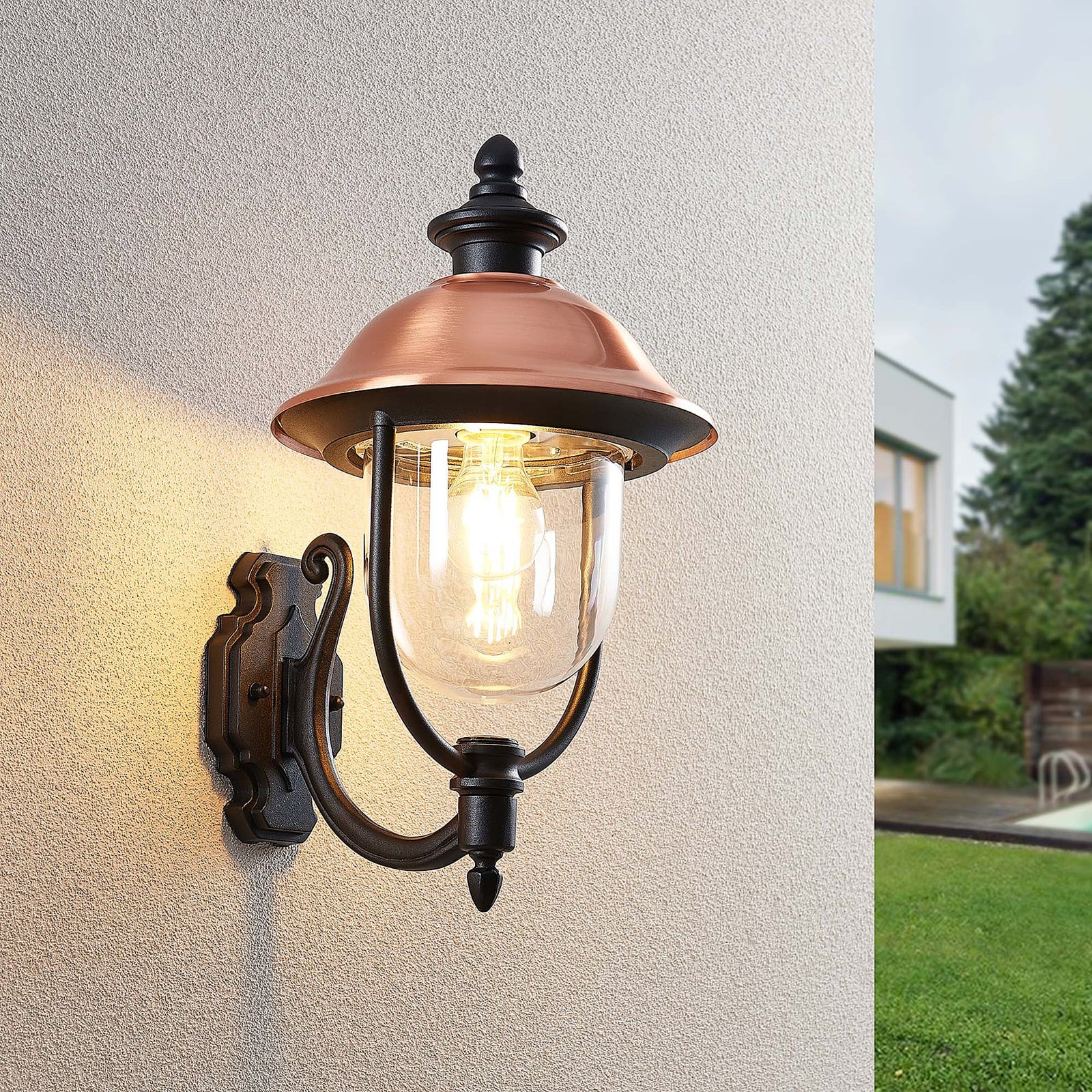Lindby Außenwandleuchte Clint LED Gartenlampe Wandleuchte seewasserfest kupfer - 4251096573510