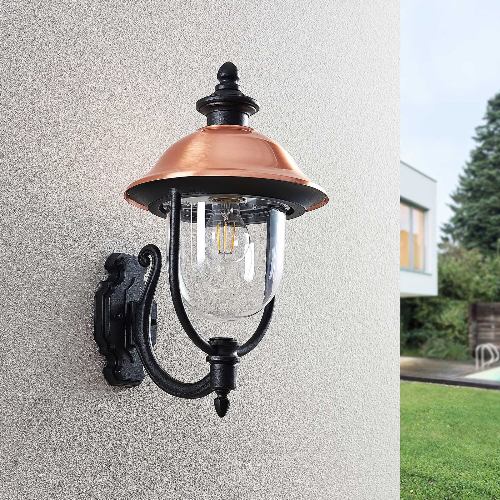 Lindby Außenwandleuchte Clint LED Gartenlampe Wandleuchte seewasserfest kupfer - 4251096573510