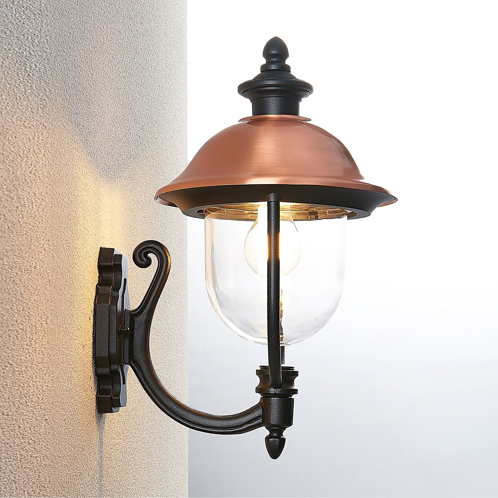 Lindby Außenwandleuchte Clint LED Gartenlampe Wandleuchte seewasserfest kupfer - 4251096573510