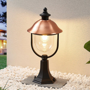 B-Ware Lindby Sockelleuchte Clint Außenleuchte Gartenlampe E27 dimmbar schwarz kupfer