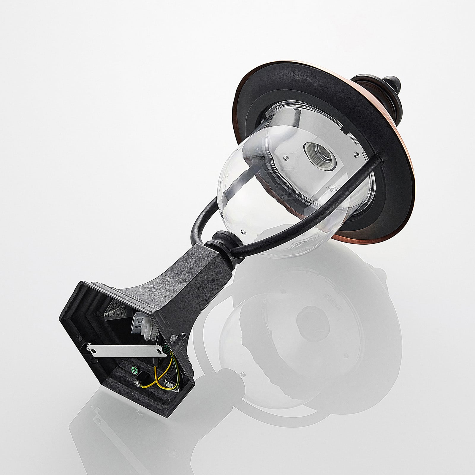 Lindby Sockelleuchte Clint Außenleuchte Gartenlampe E27 dimmbar schwarz kupfer - 4251096573602