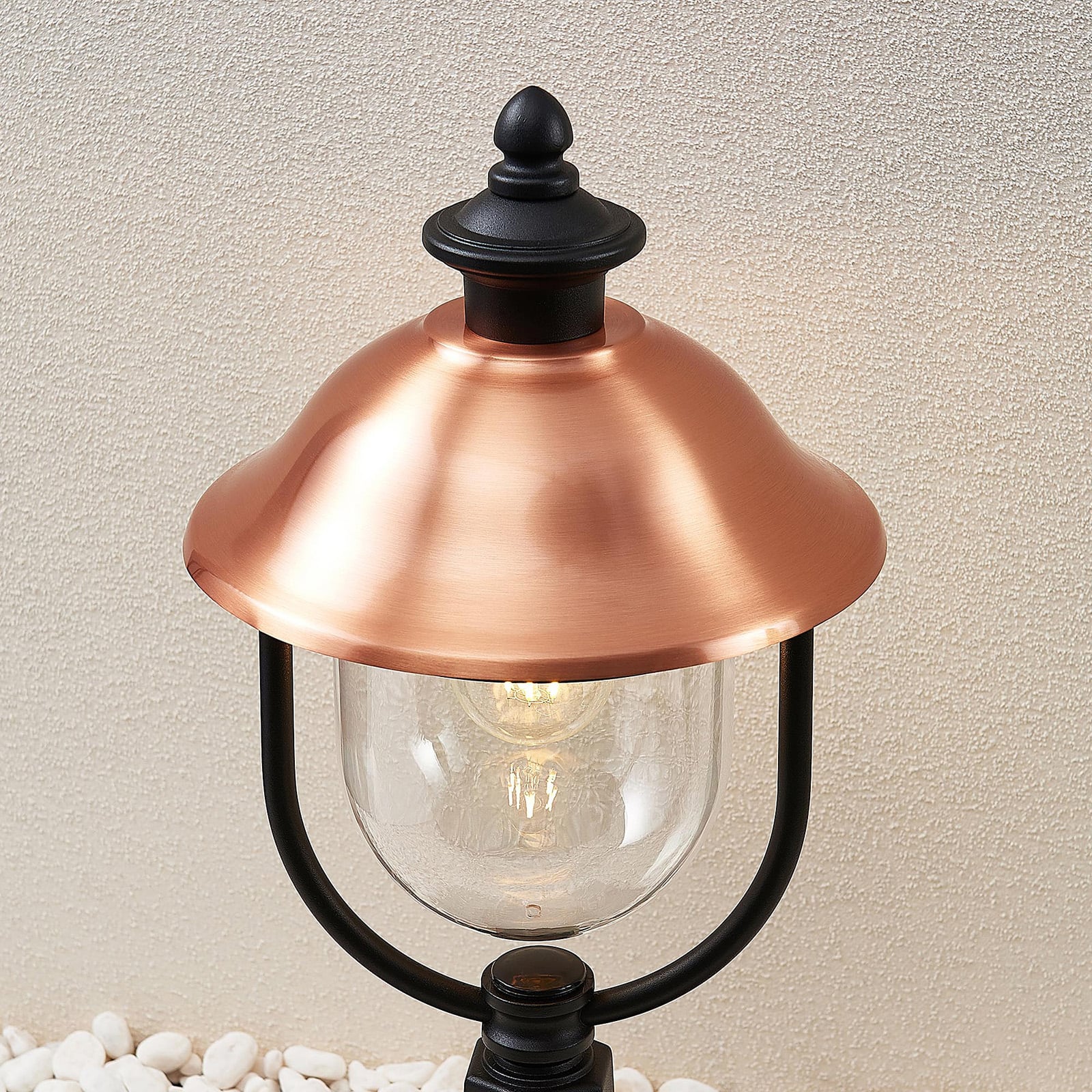 Lindby Sockelleuchte Clint Außenleuchte Gartenlampe E27 dimmbar schwarz kupfer - 4251096573602