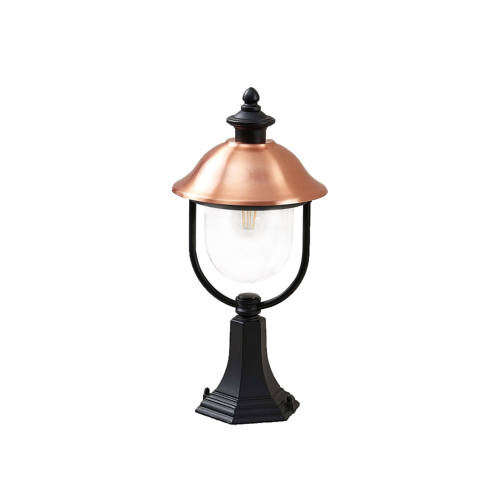 Lindby Sockelleuchte Clint Außenleuchte Gartenlampe E27 dimmbar schwarz kupfer - 4251096573602
