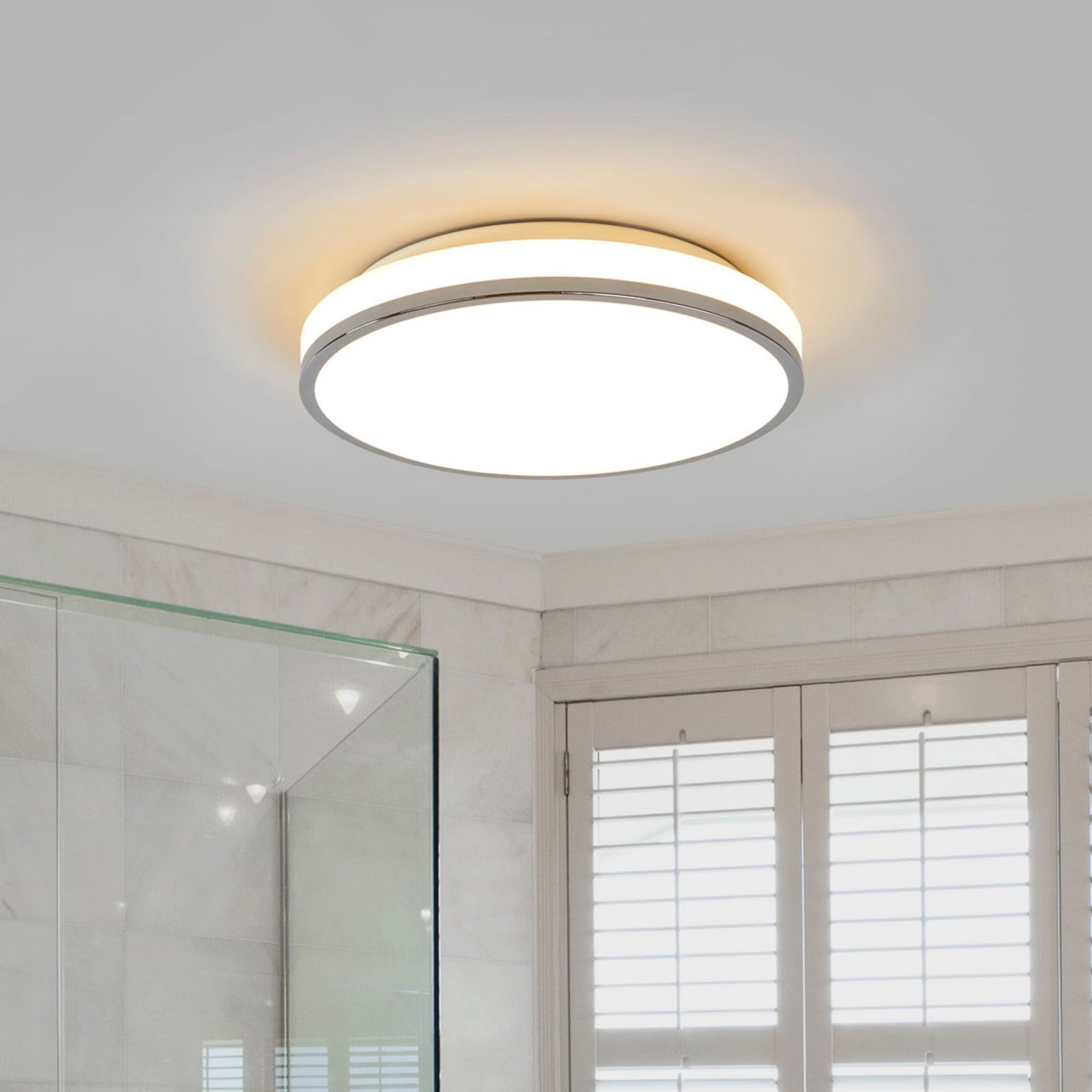 Lindby Deckenleuchte Lyss LED Lampe Badezimmerleuchte chromfarben IP44 Ø34cm - 4251096530582