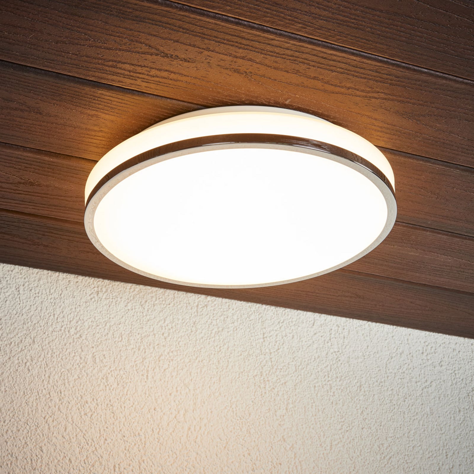 Lindby Deckenleuchte Lyss LED Lampe Badezimmerleuchte chromfarben IP44 Ø34cm - 4251096530582