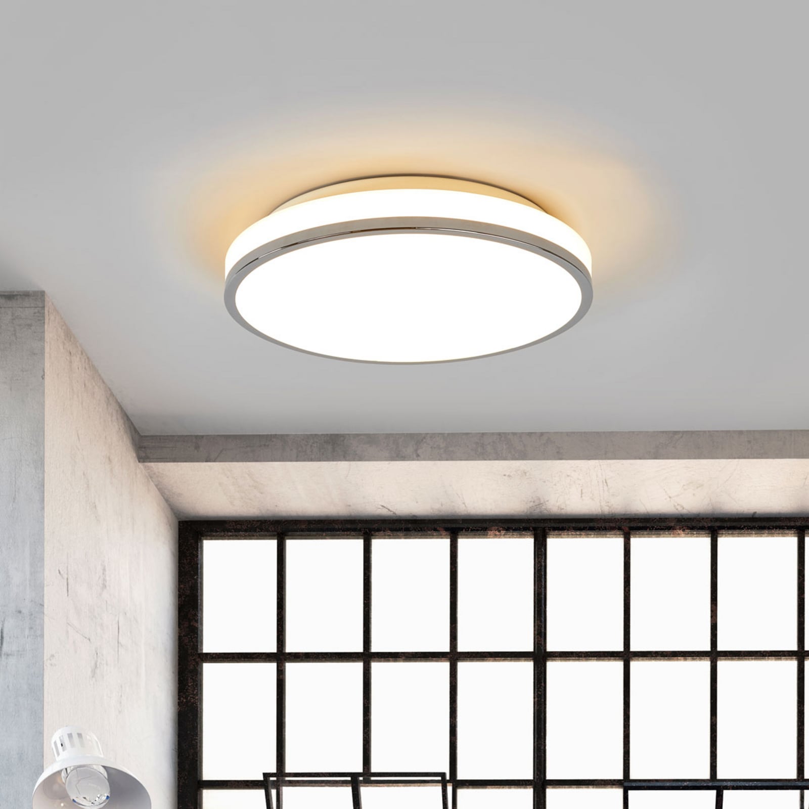 Lindby Deckenleuchte Lyss LED Lampe Badezimmerleuchte chromfarben IP44 Ø34cm - 4251096530582