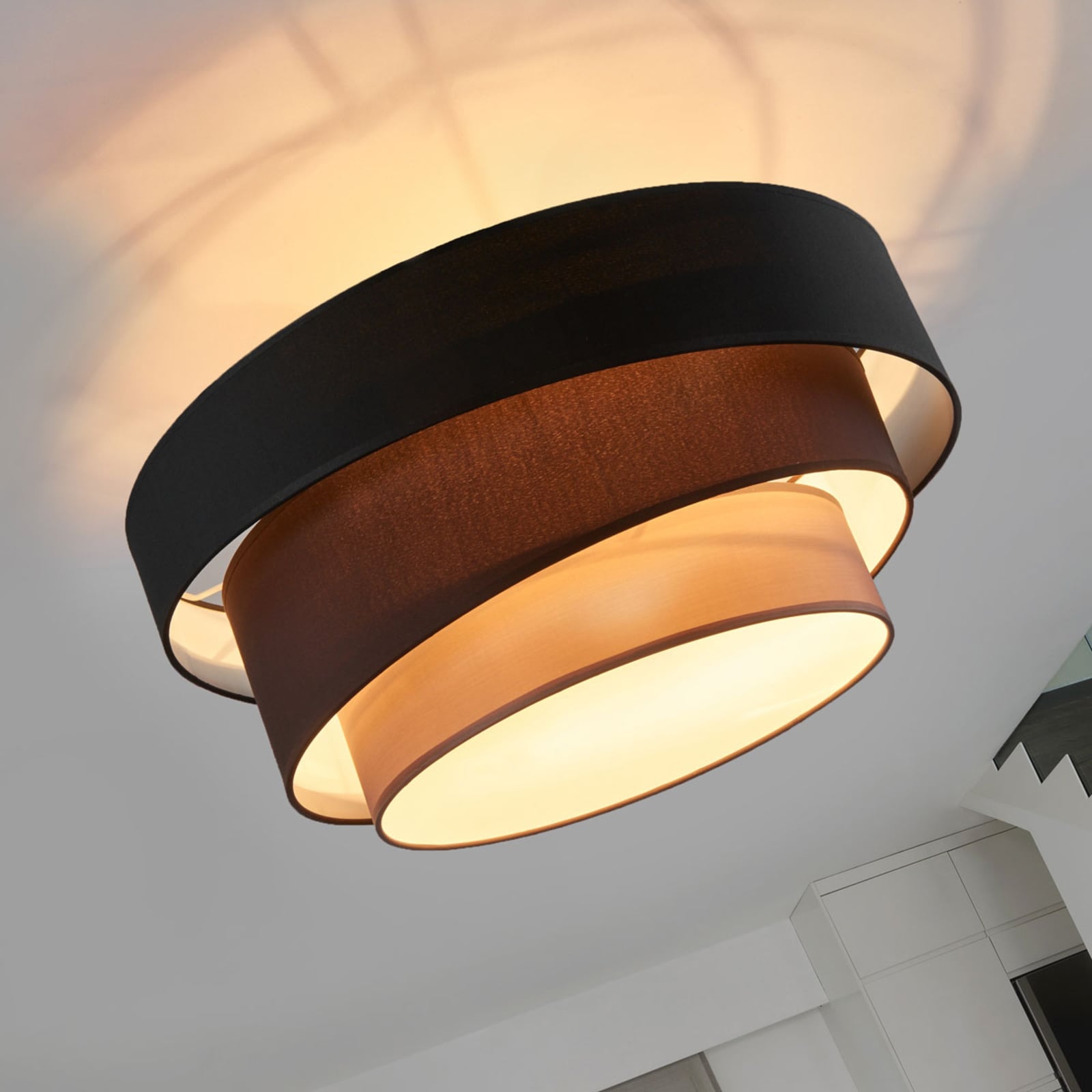 Lindby Deckenleuchte Melia LED Lampe Leuchte dimmbar schwarz braun Ø56cm - 4251096525786