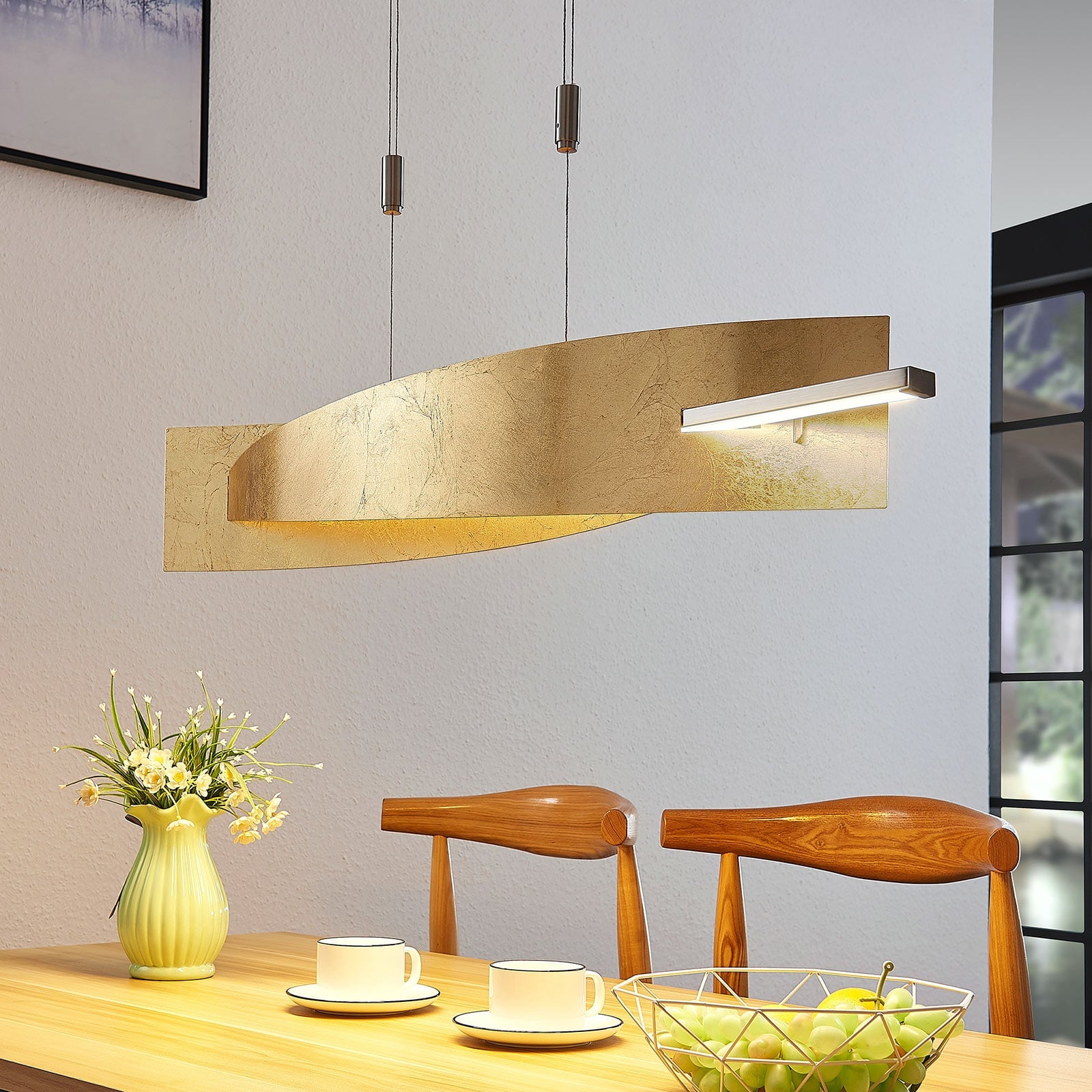 Lucande Hängeleuchte Pendelleuchte Marija LED dimmbar goldfarben 101cm Leuchte - 4251096552683