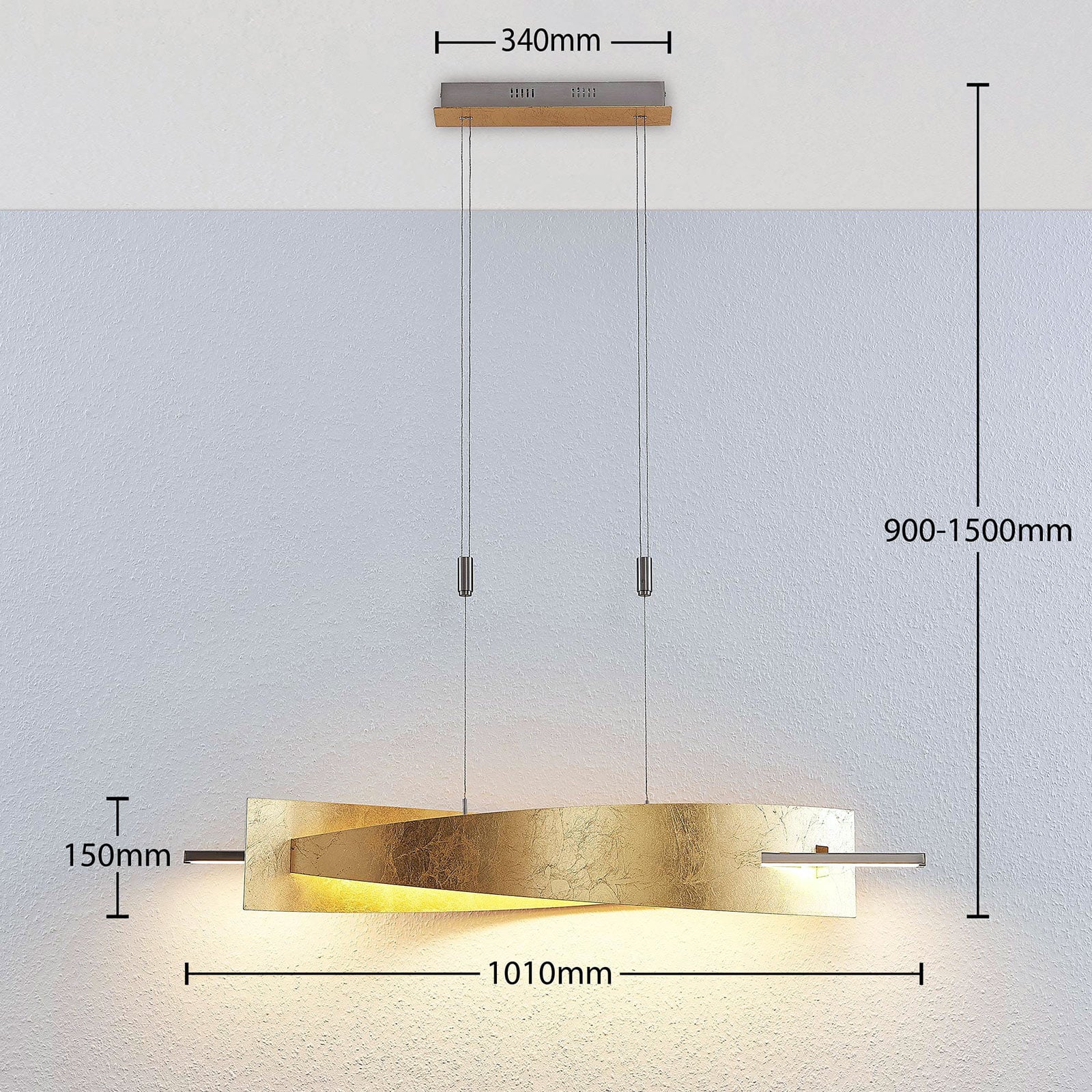 Lucande Hängeleuchte Pendelleuchte Marija LED dimmbar goldfarben 101cm Leuchte - 4251096552683
