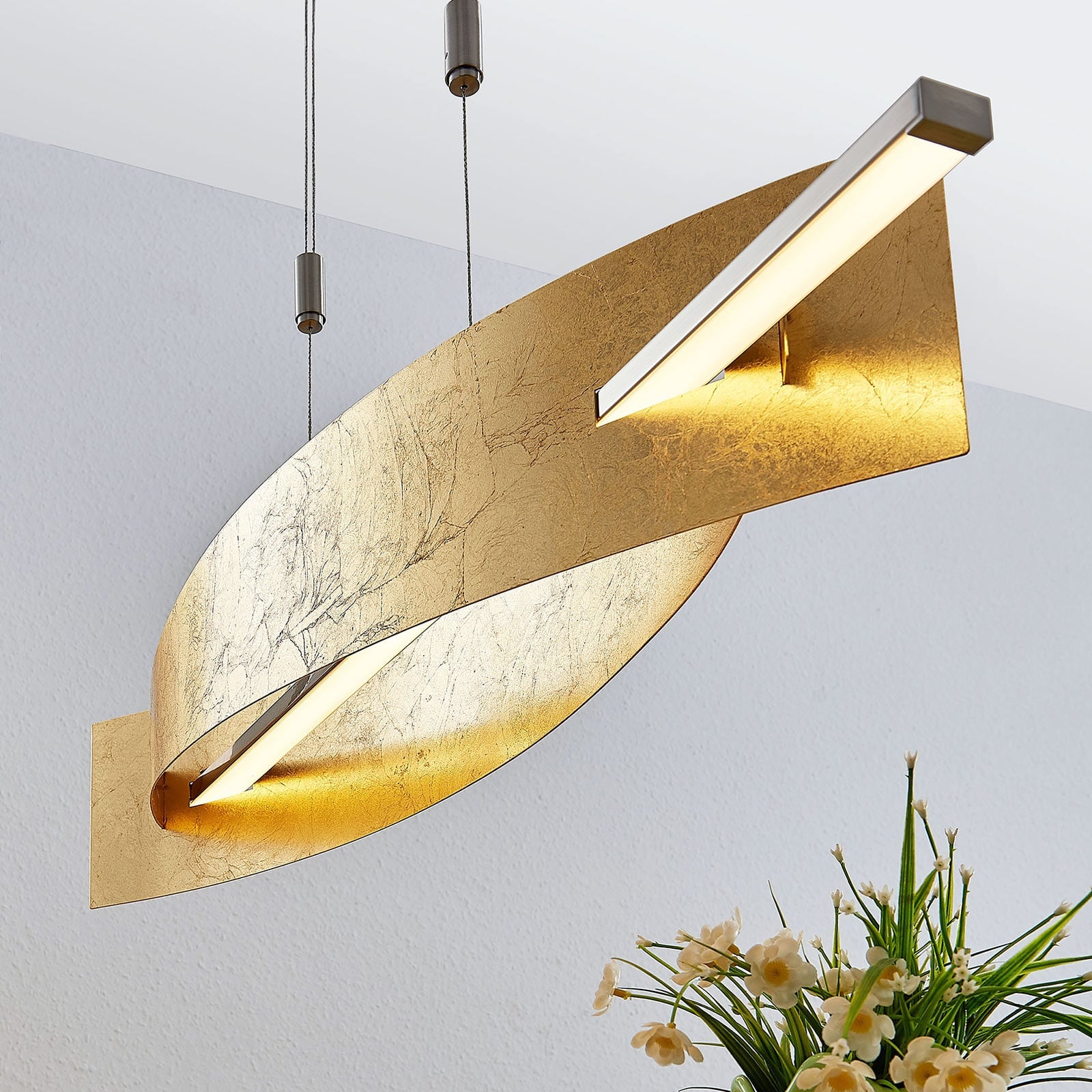 Lucande Hängeleuchte Pendelleuchte Marija LED dimmbar goldfarben 101cm Leuchte - 4251096552683