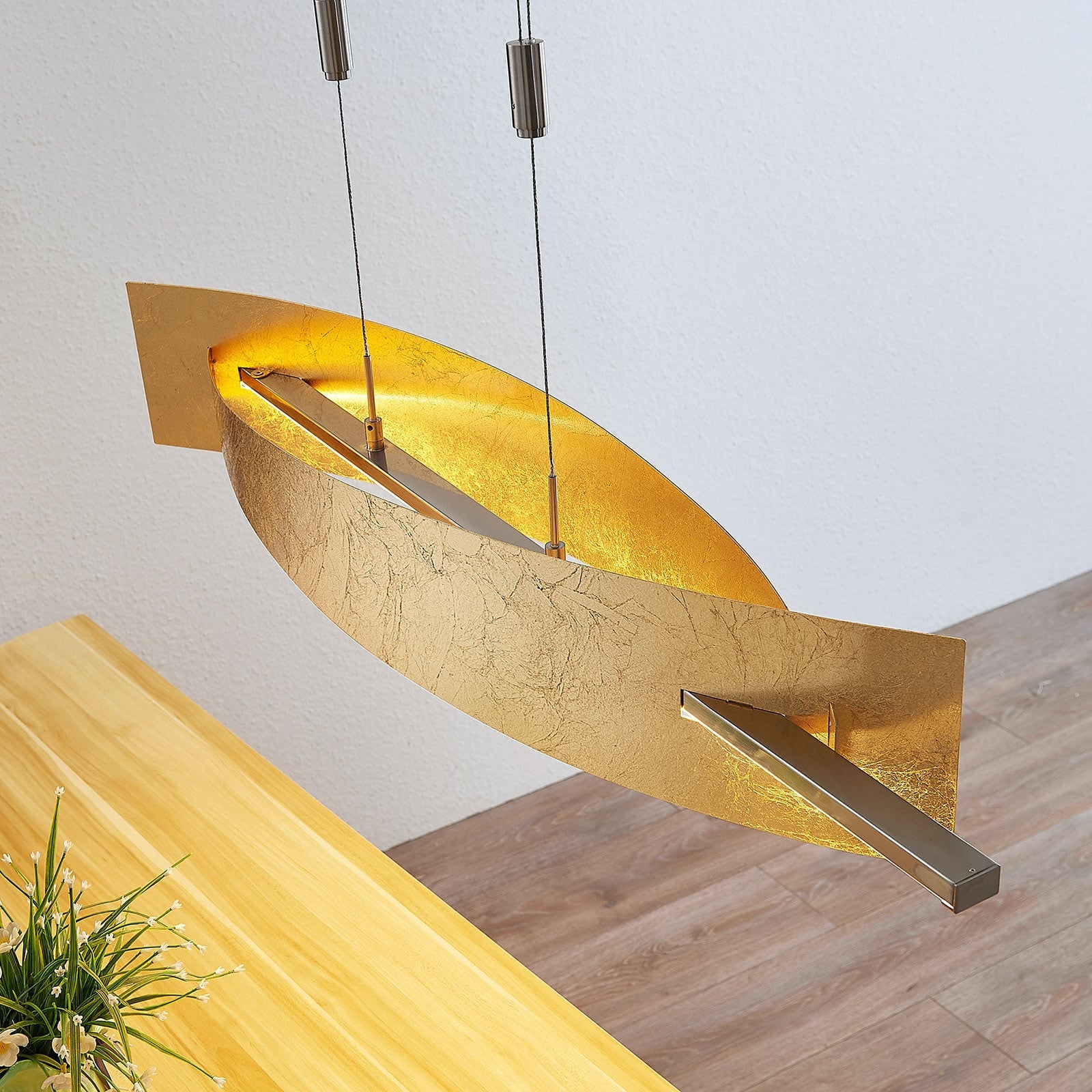 Lucande Hängeleuchte Pendelleuchte Marija LED dimmbar goldfarben 101cm Leuchte - 4251096552683