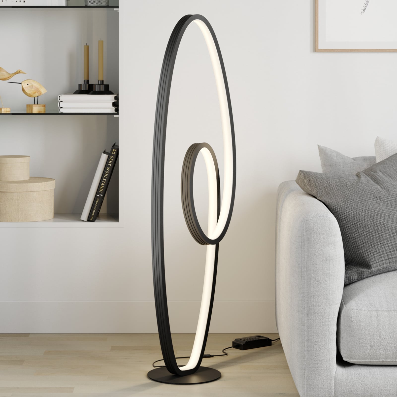 Lucande Stehleuchte Bronwyn LED dimmbar anthrazit Aluminium 122cm 32W 3200Lumen - 4251096572315