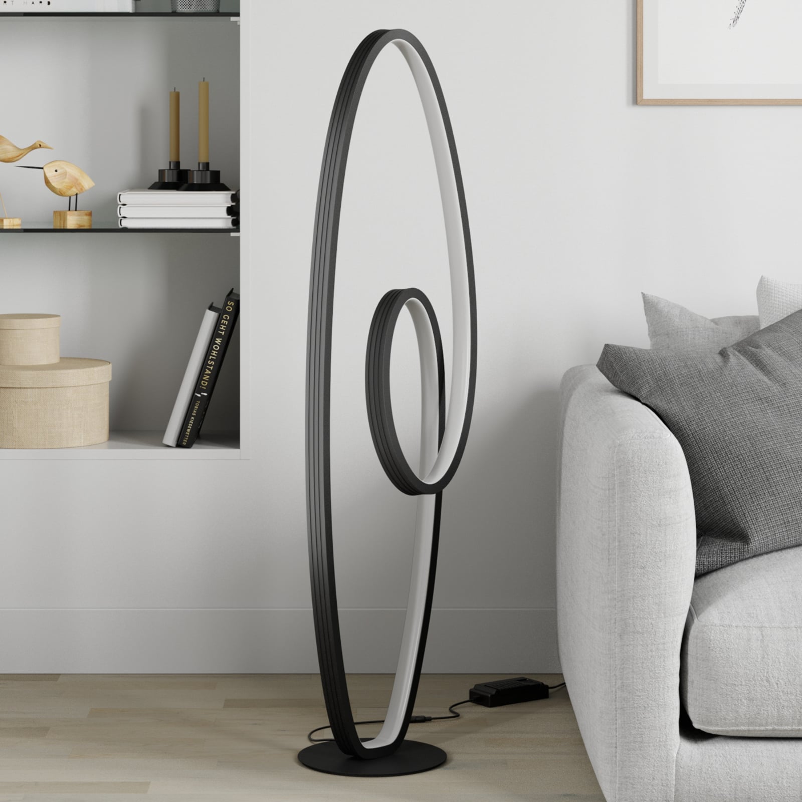 Lucande Stehleuchte Bronwyn LED dimmbar anthrazit Aluminium 122cm 32W 3200Lumen - 4251096572315