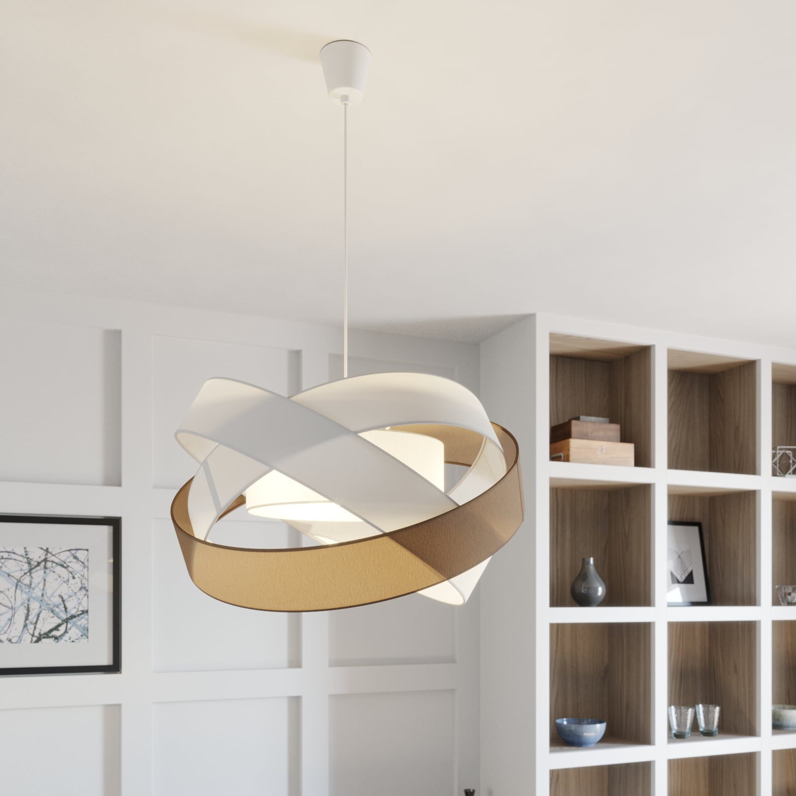 Lindby Pendelleuchte Hängeleuchte Simaria LED Lampe Pendellampe braun grau weiß - 4251096571264