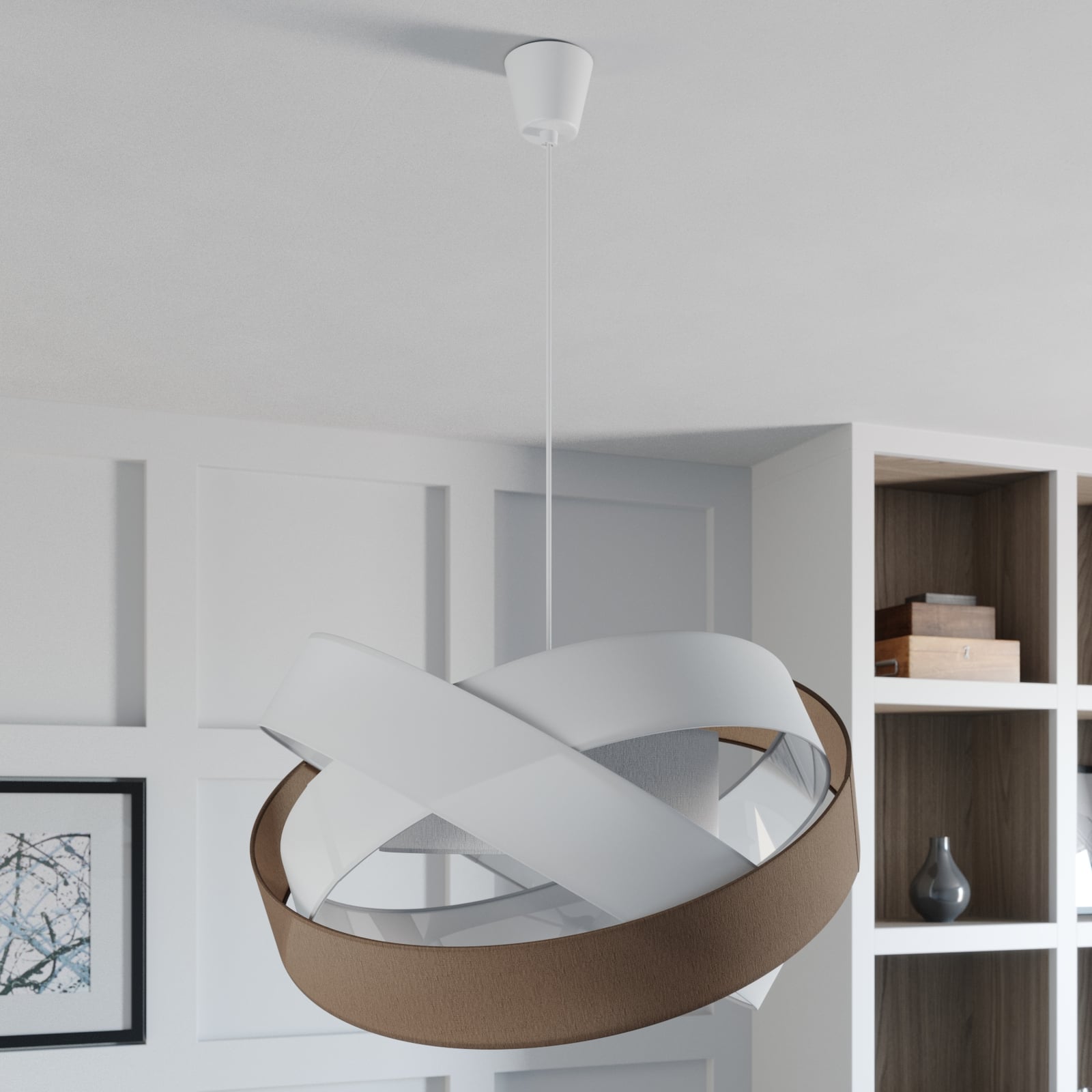 Lindby Pendelleuchte Hängeleuchte Simaria LED Lampe Pendellampe braun grau weiß - 4251096571264