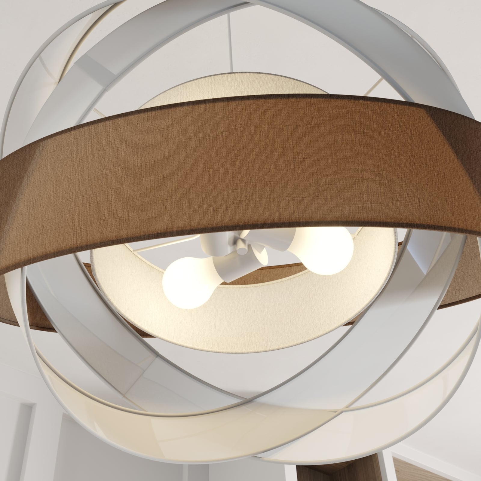 Lindby Pendelleuchte Hängeleuchte Simaria LED Lampe Pendellampe braun grau weiß - 4251096571264