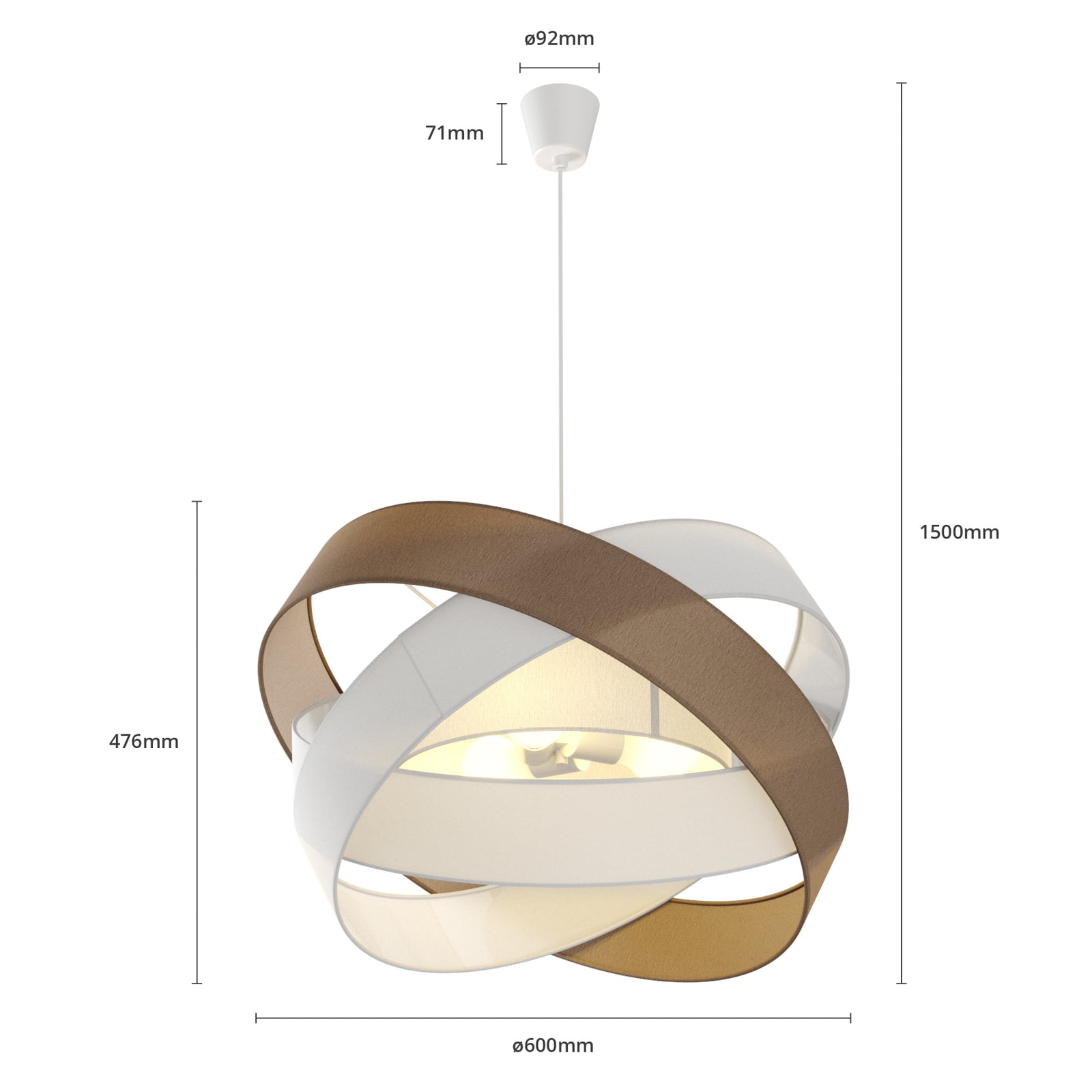 Lindby Pendelleuchte Hängeleuchte Simaria LED Lampe Pendellampe braun grau weiß - 4251096571264