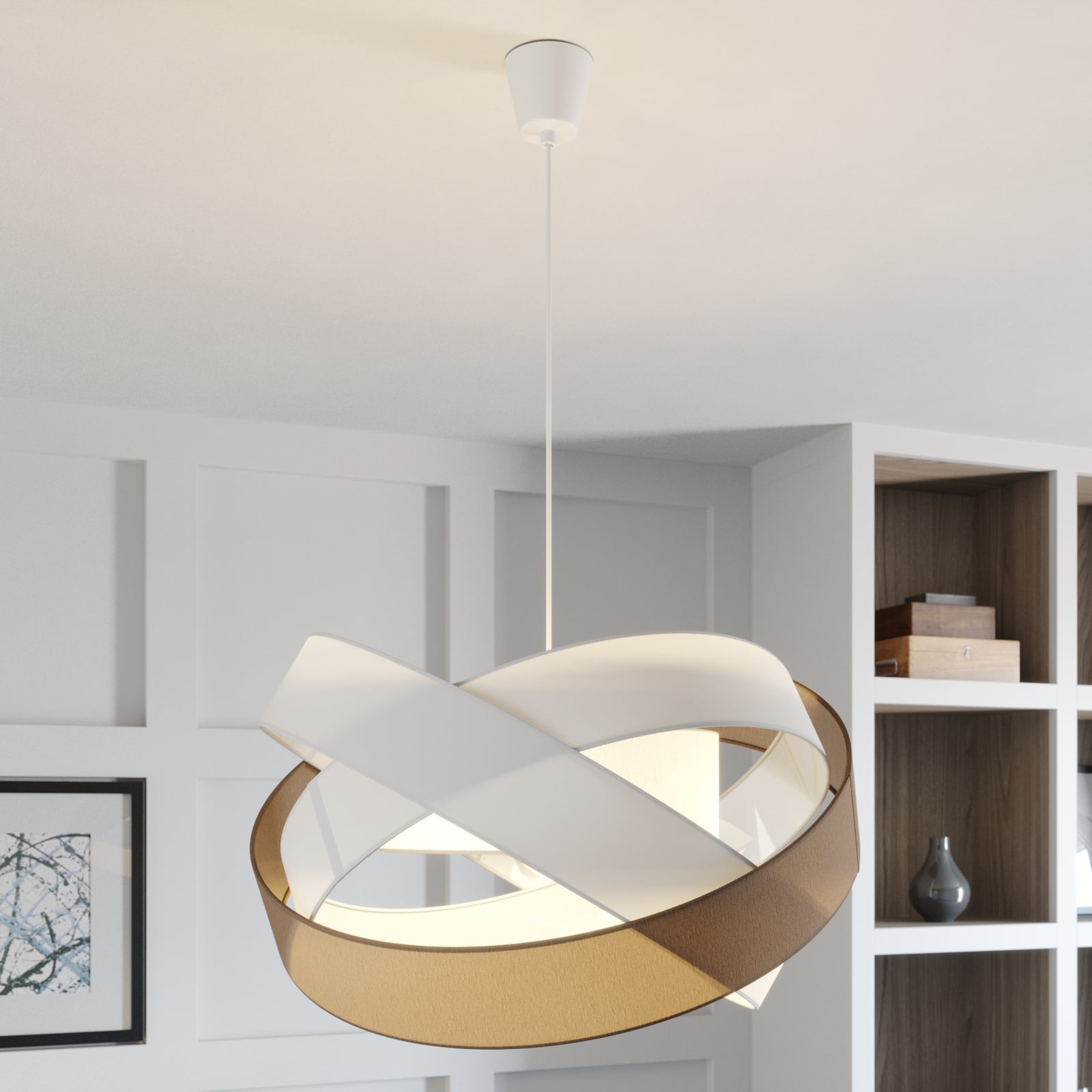 Lindby Pendelleuchte Hängeleuchte Simaria LED Lampe Pendellampe braun grau weiß - 4251096571264