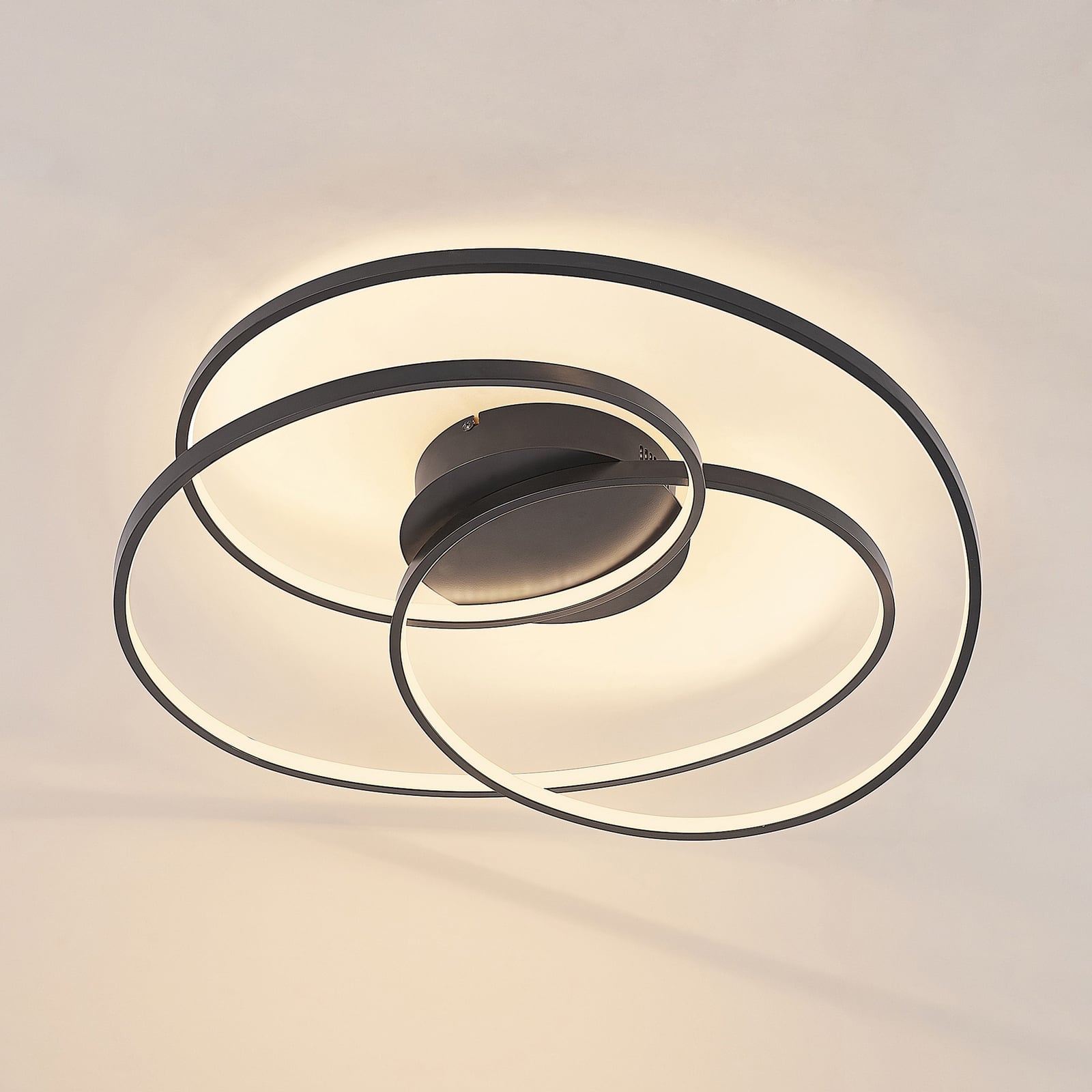 Lindby Deckenleuchte Kateryna LED dimmbar Hängeleuchte Lampe schwarz Ø60cm - 4251911707311