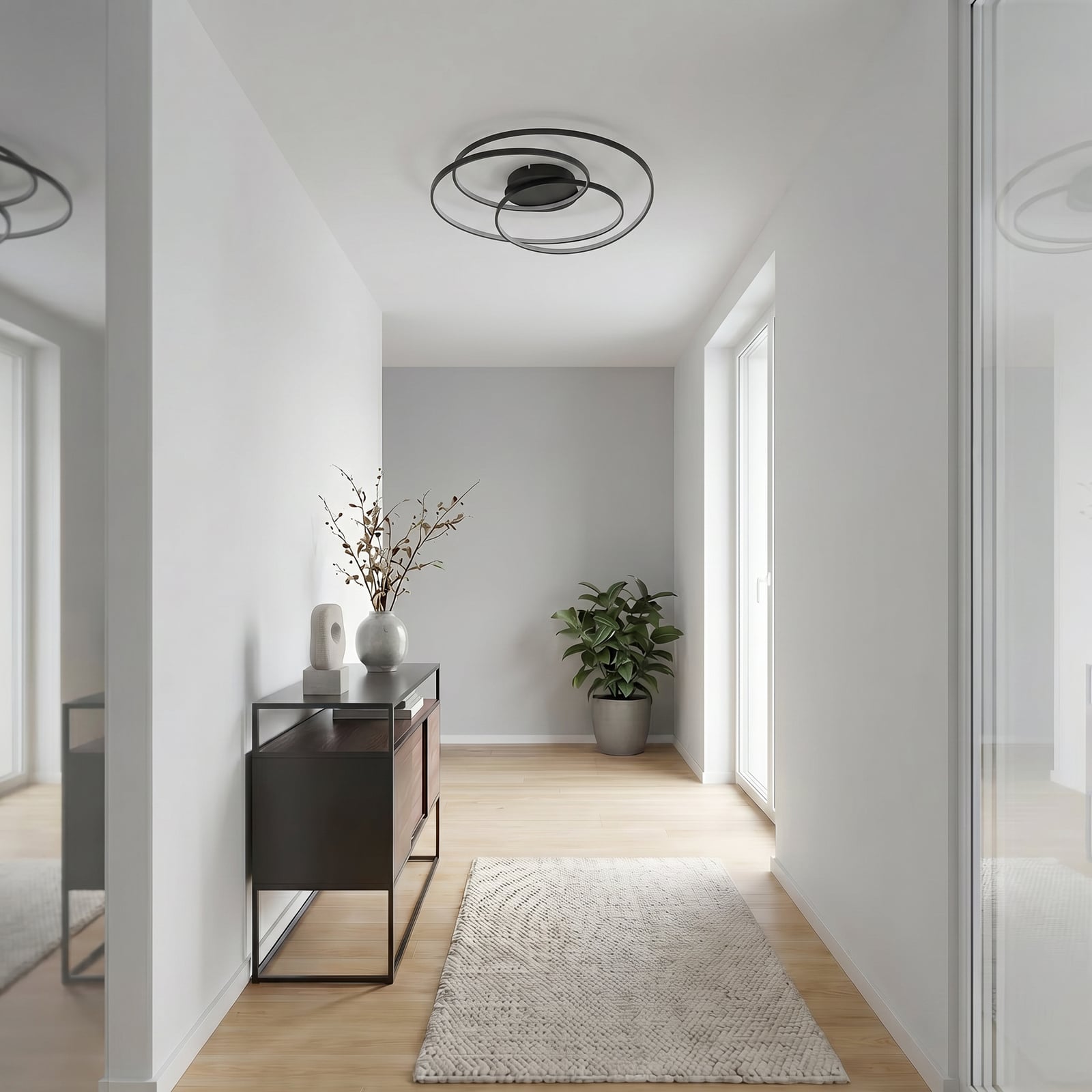Lindby Deckenleuchte Kateryna LED dimmbar Hängeleuchte Lampe schwarz Ø60cm - 4251911707311