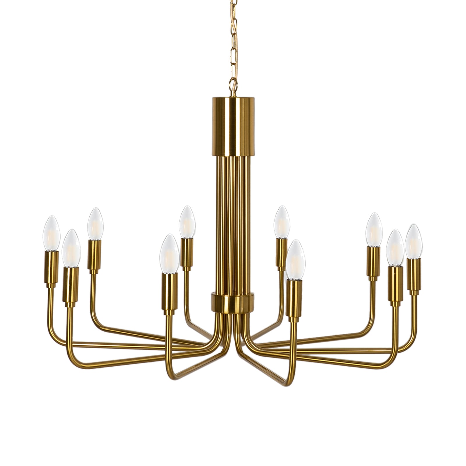 Lindby Kronleuchter Elanova Hängelampe 10-flg LED dimmbar messing Ø80cm 51,5cm - 4251911745856