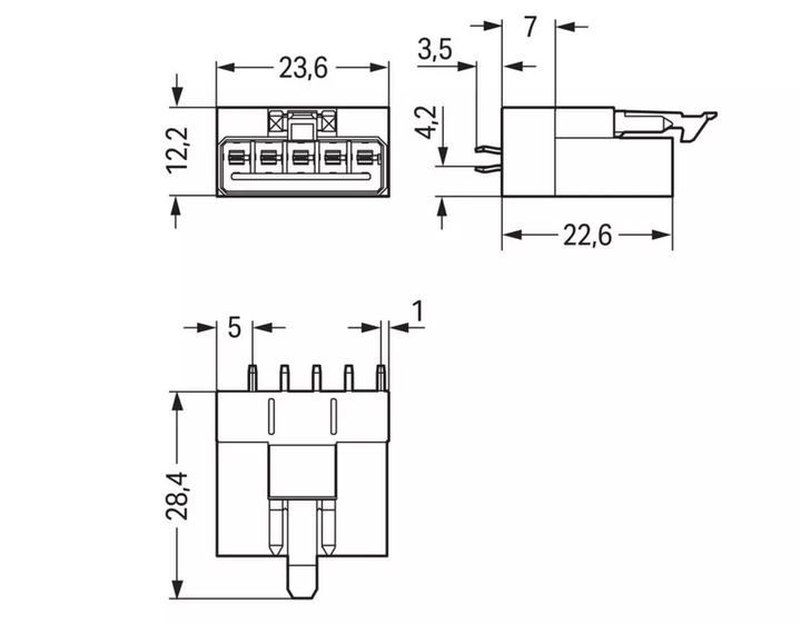 WAGO Stecker für Leiterplatten 890-895 50Stück pink Netz-Steckverbinder 5-polig